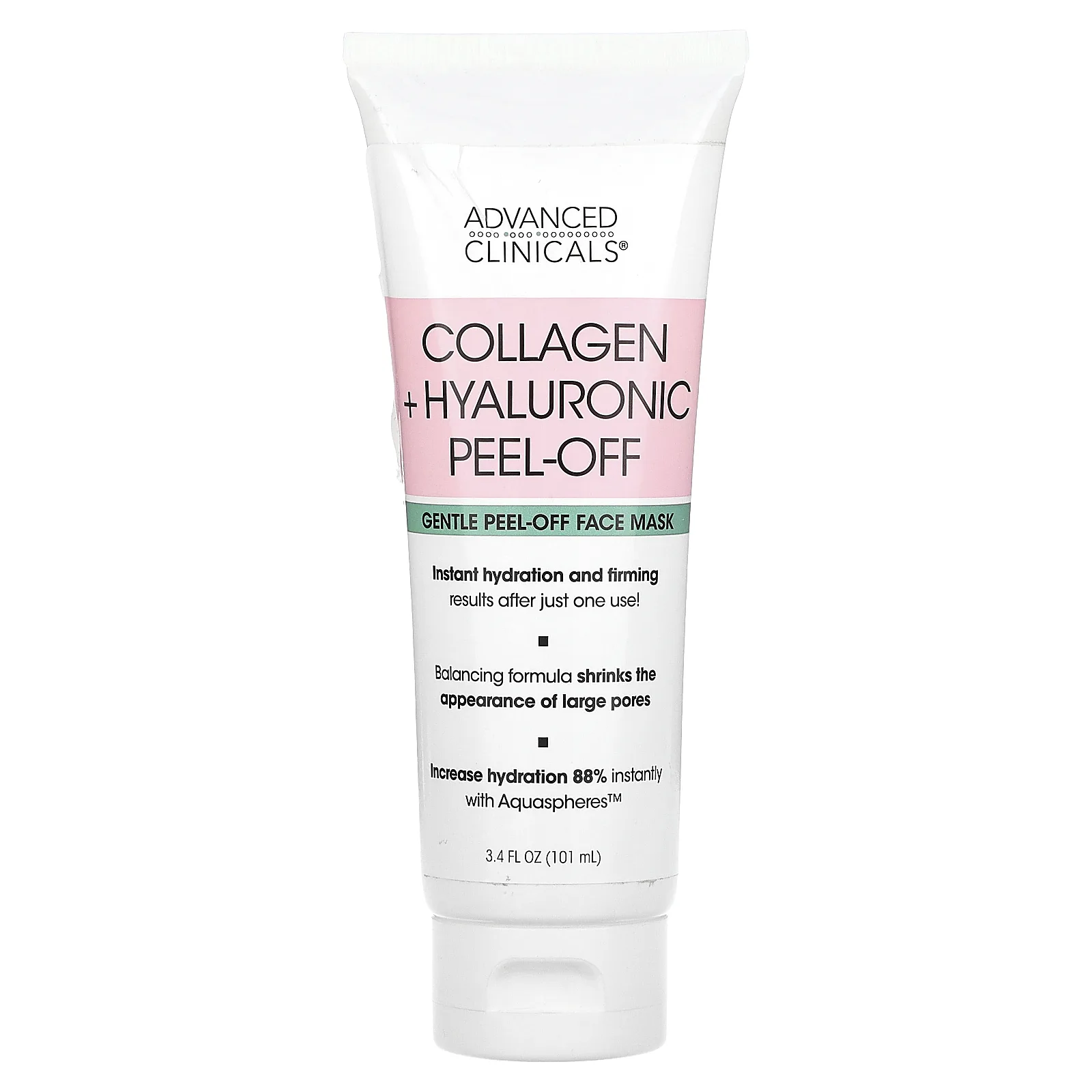 Advanced Clinicals, Collagen + Hyaluronic Peel-Off, нежная отшелушивающая маска для лица, 101 мл (3,4 жидк. Унции)