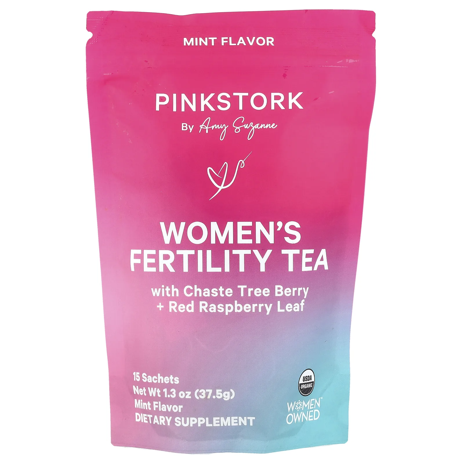 Pink Stork, Чай для женщин, очищающий от бесплодия, с мятой, 15 пакетиков, 37,5 г (1,3 унции)