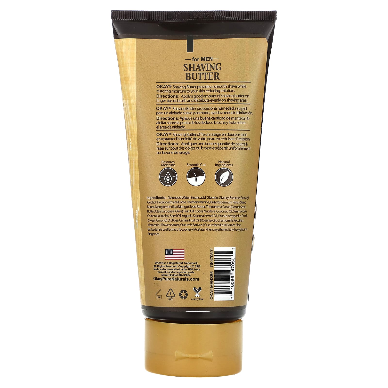 Okay Pure Naturals, Для мужчин, масло для бритья, 170 г (6 унций)