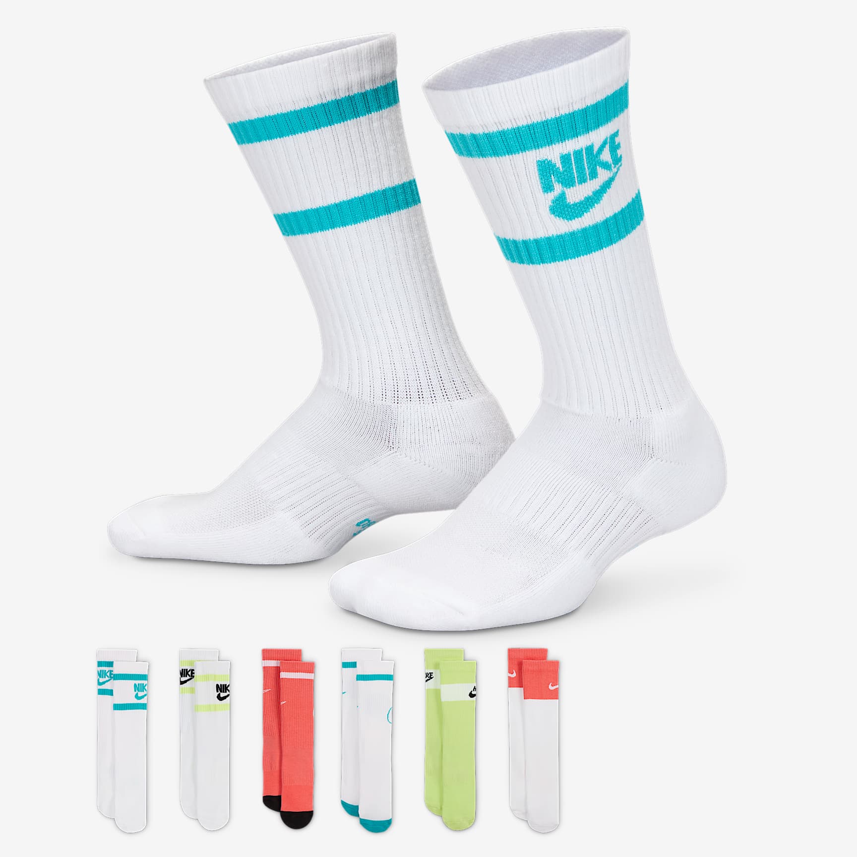 Nike Everyday Kids' Cushioned Crew Socks (6 Pairs)