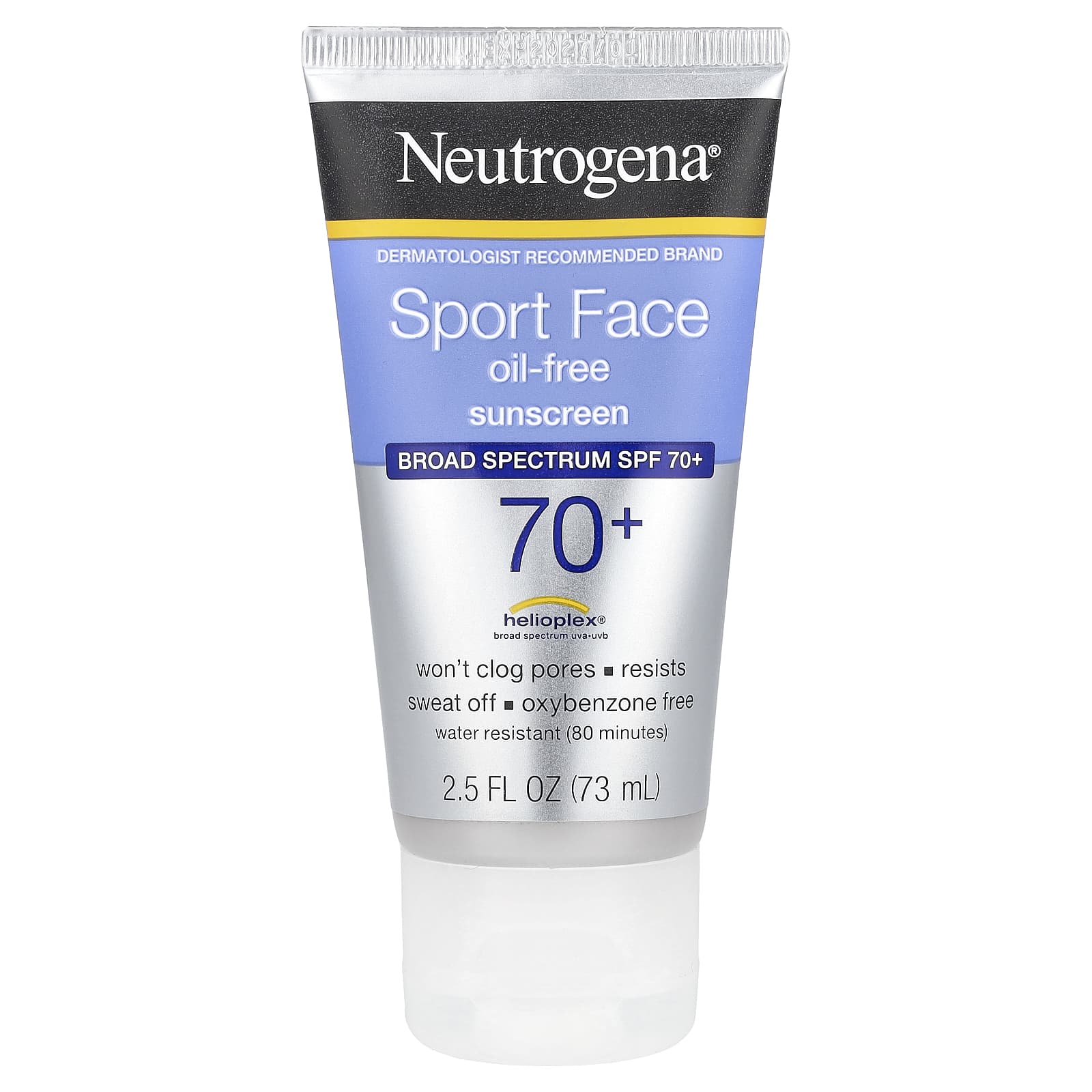 Neutrogena, Солнцезащитное средство для лица Sport Face без масла, SPF 70+, 73 мл (2,5 жидк. Унции)