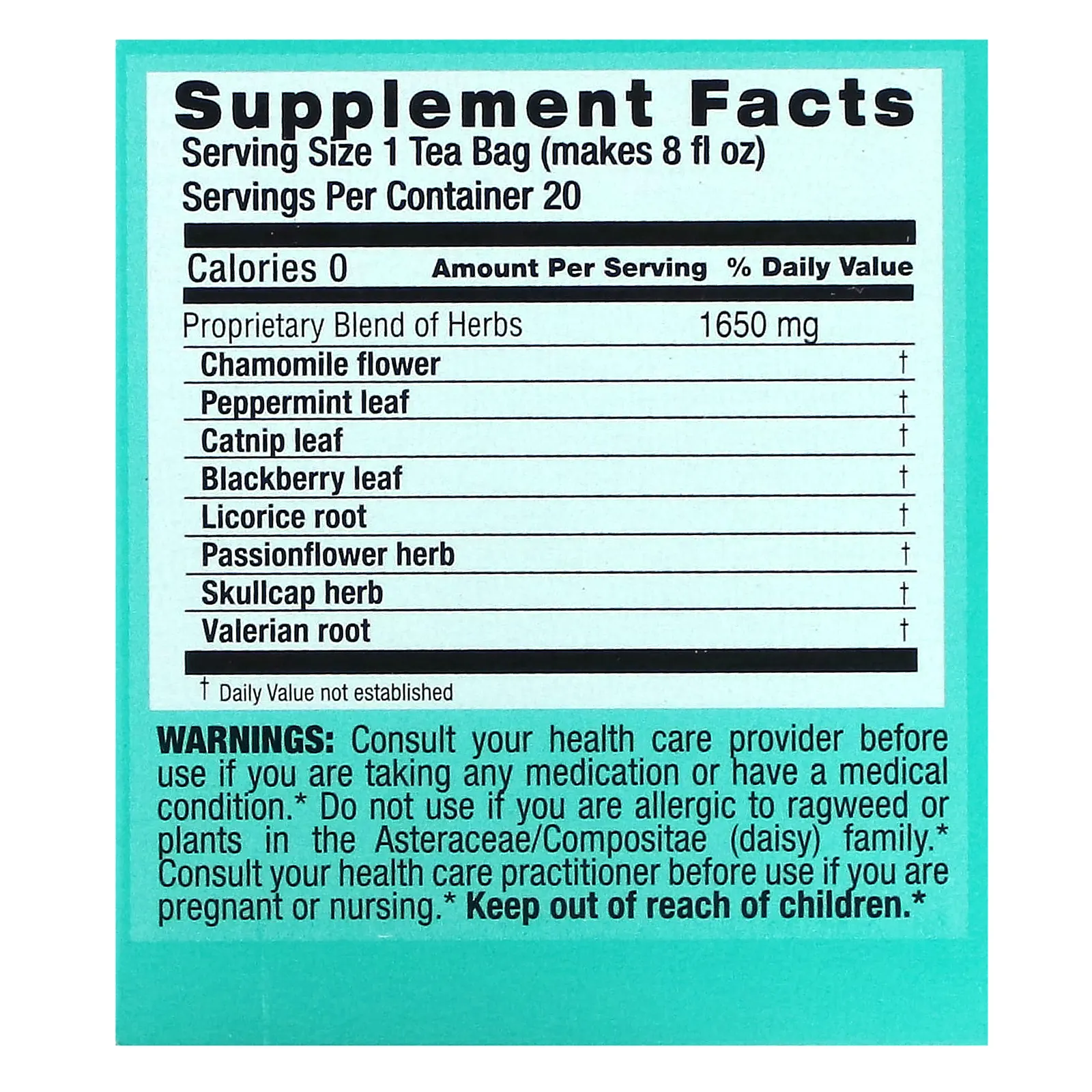 Triple Leaf Tea, Relaxing, без кофеина, 20 чайных пакетиков, 33 г (1,16 унции)