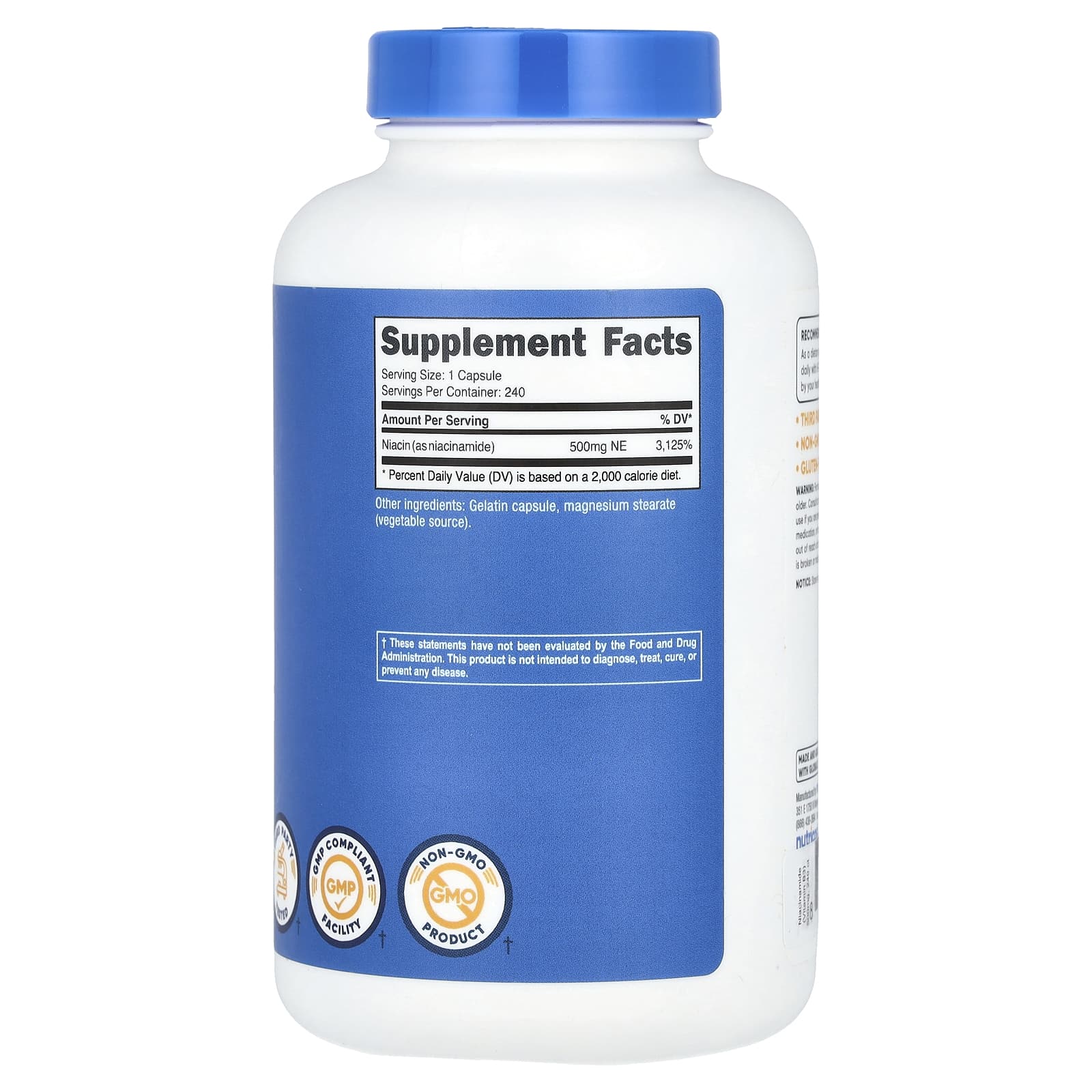 Nutricost, Никотинамид, витамин B3`` 240 капсул