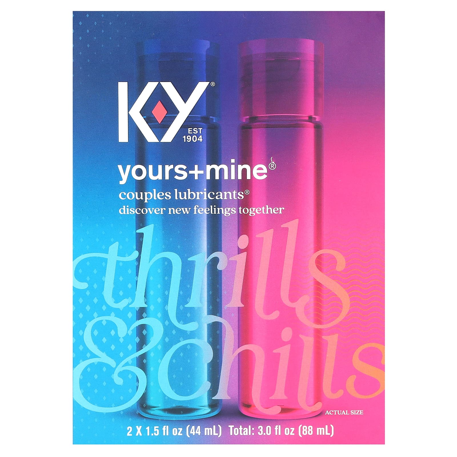 K-Y, Yours+Mine, смазка для пар, 2 шт. по 44 мл (1,5 жидк. унции)
