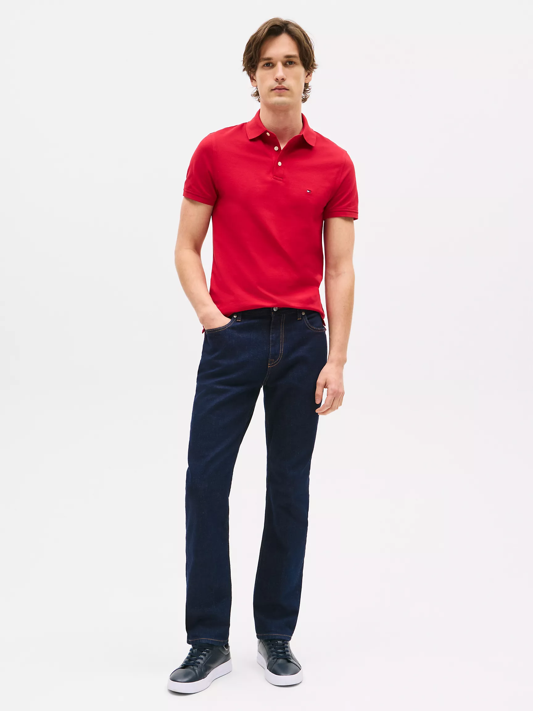 Мужское поло Tommy Hilfiger, Приталенное эластичное поло из пике