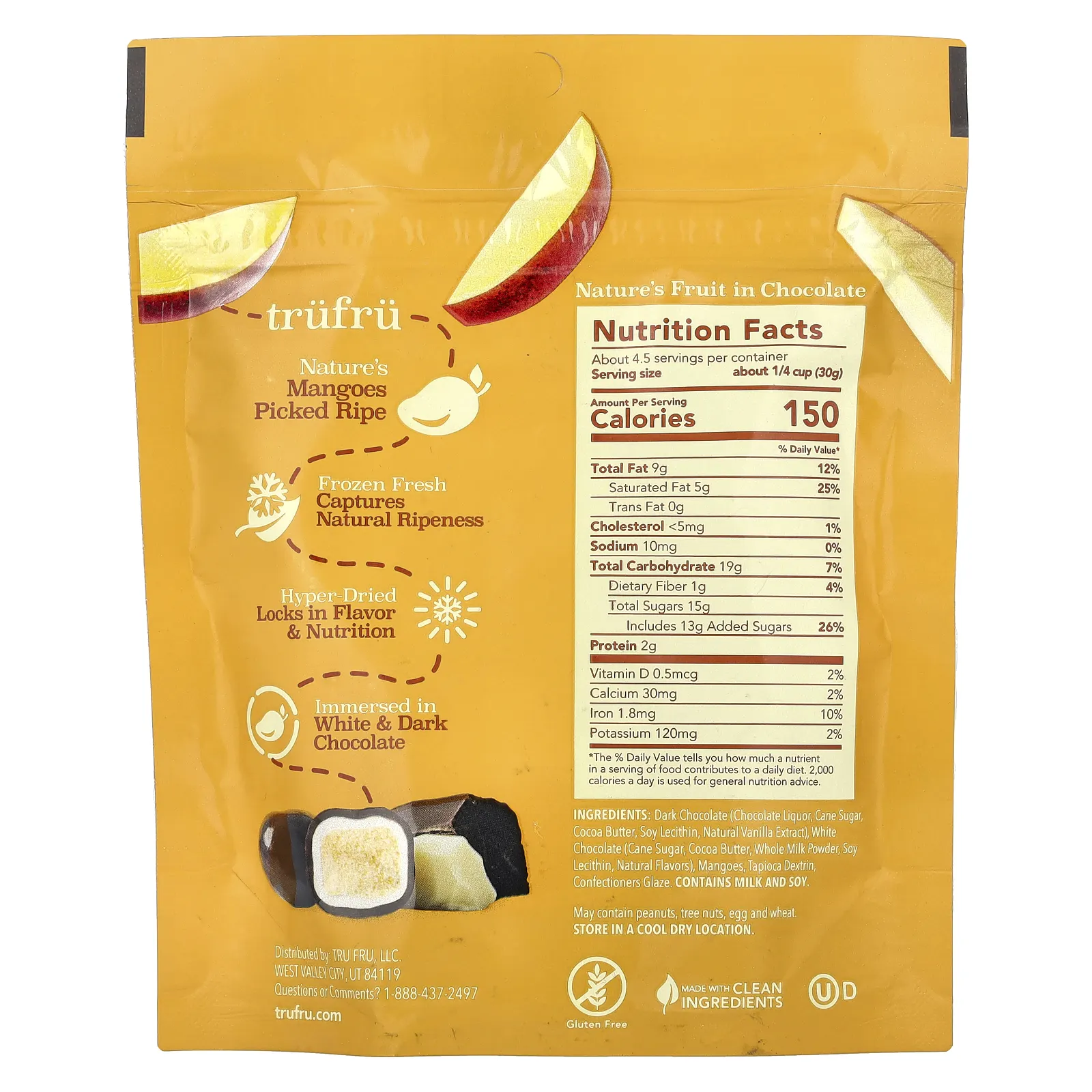 Tru Fru, Nature's Mango, темный шоколад, 128 г (4,5 унции)