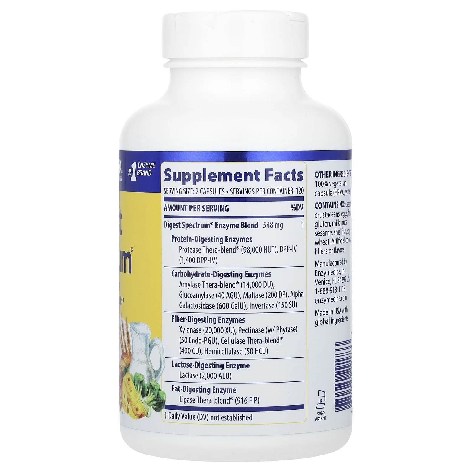 Enzymedica, Digest Spectrum, 240 капсул