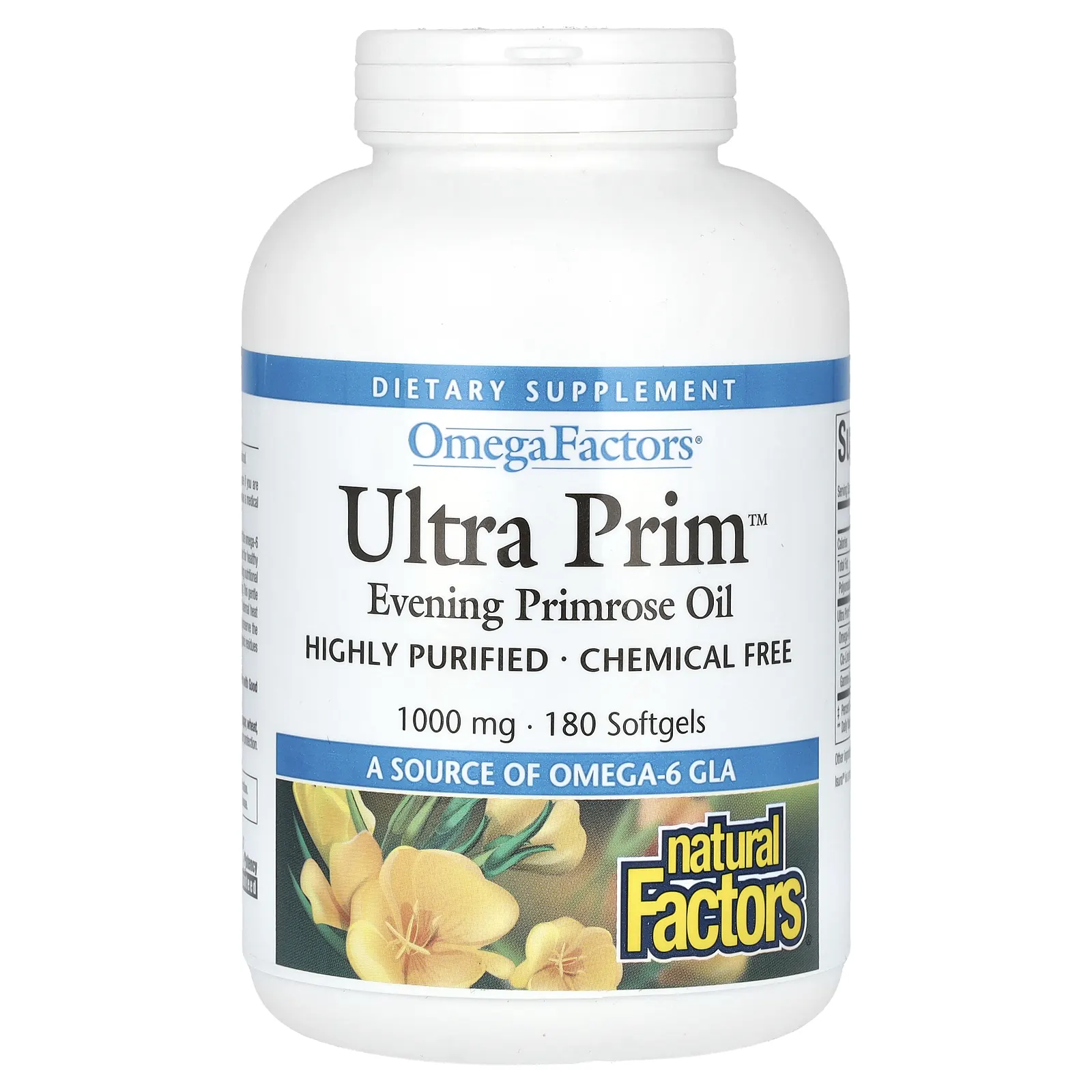 Natural Factors, OmegaFactors, Ultra Prim, масло примулы вечерней, 1000 мг, 180 капсул