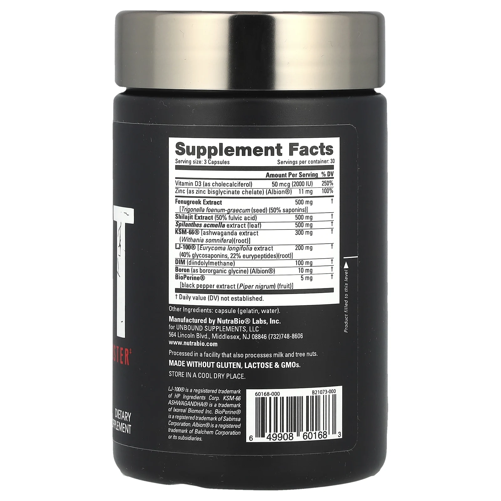 NutraBio, Test, Testosterone Booster, 90 капсул