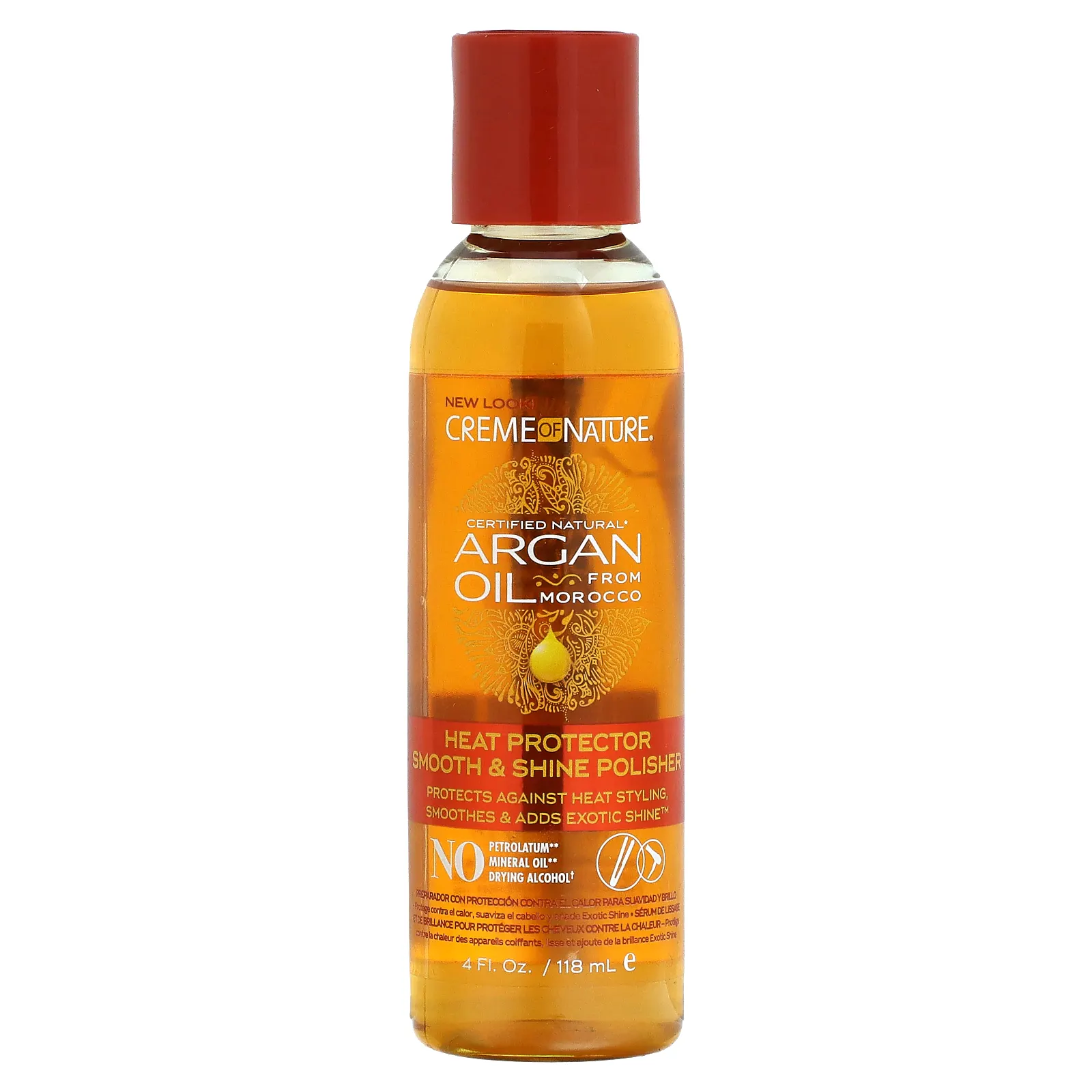 Creme Of Nature, Аргановое масло из Марокко, термозащитное средство для разглаживания и блеска, 118 мл (4 жидк. Унции)