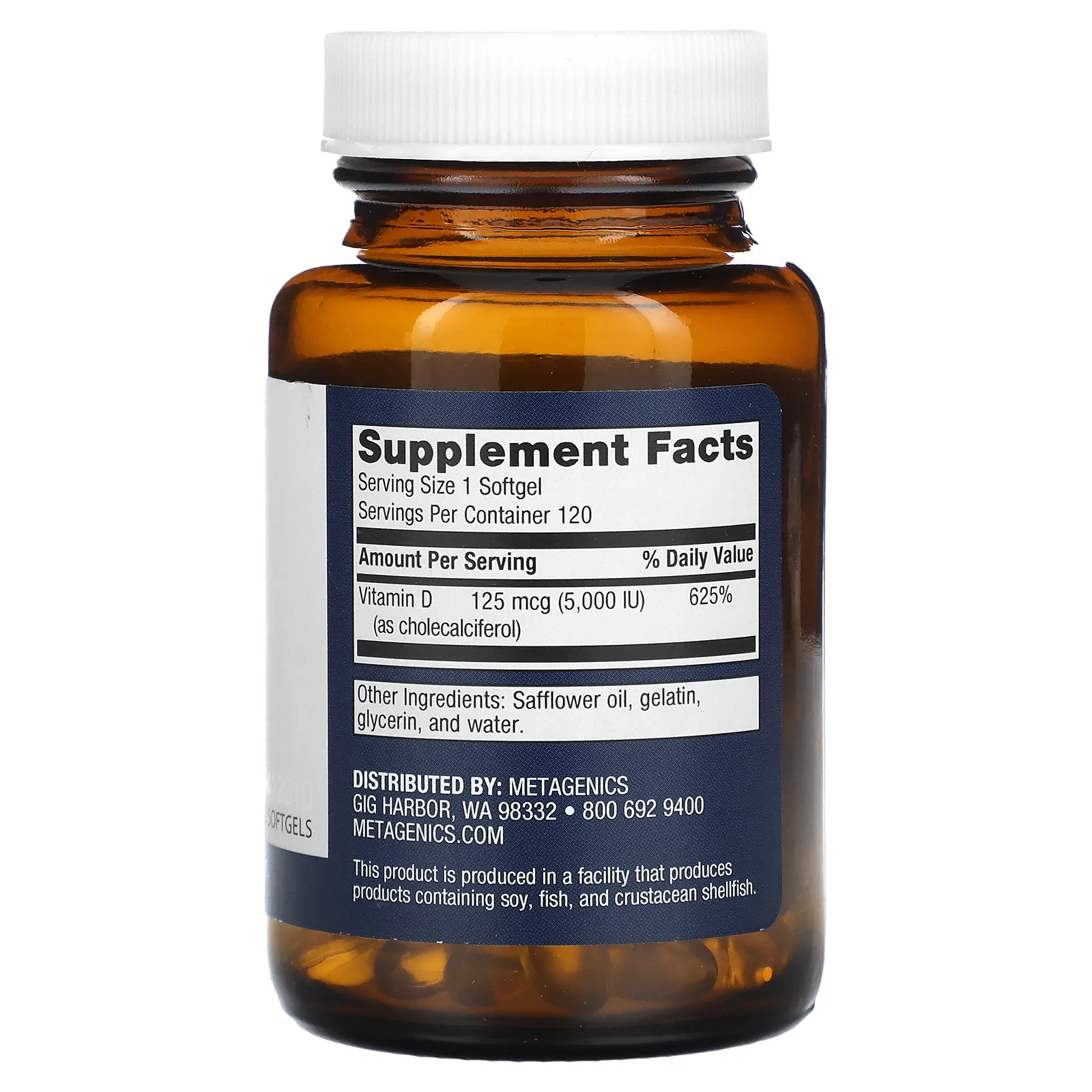 Metagenics, D3 5000, 120 гелевых капсул