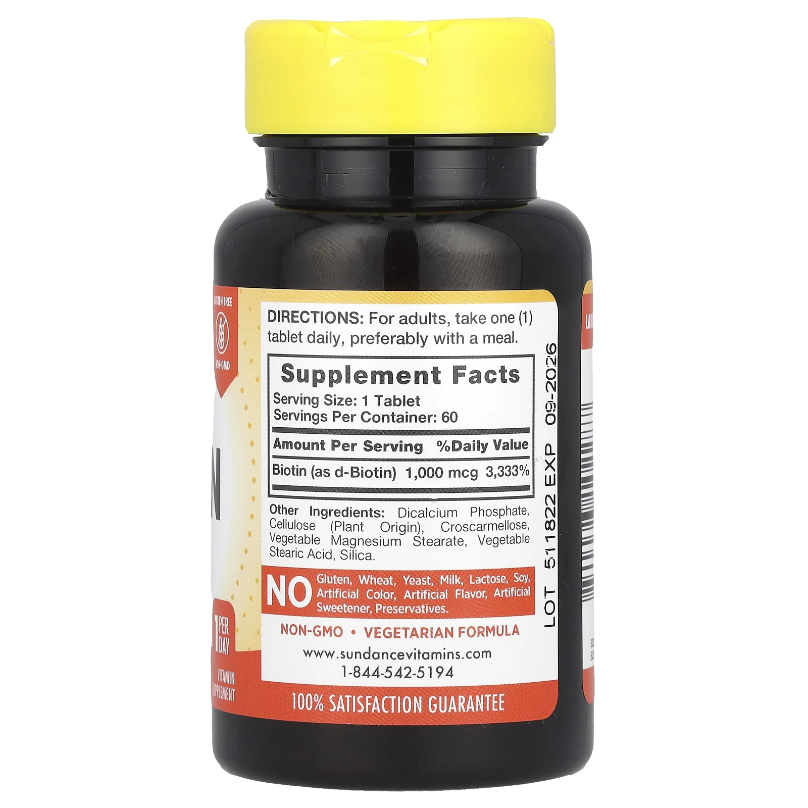 Sundance Vitamins, Высокоэффективный биотин, 1000 мкг, 60 таблеток