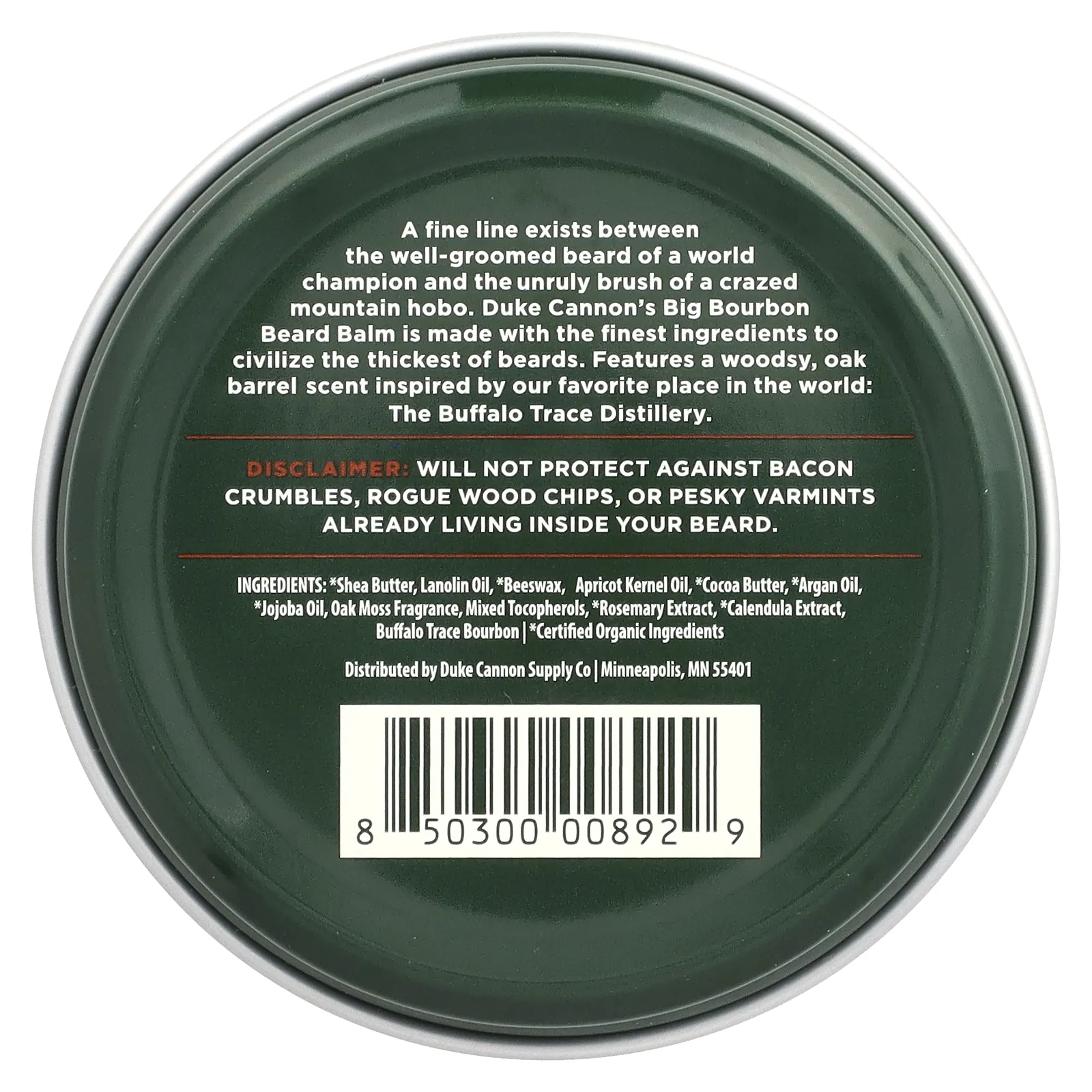 Duke Cannon Supply Co., Бурбонский бальзам для бороды, дубовая бочка, 48 г (1,6 унции)