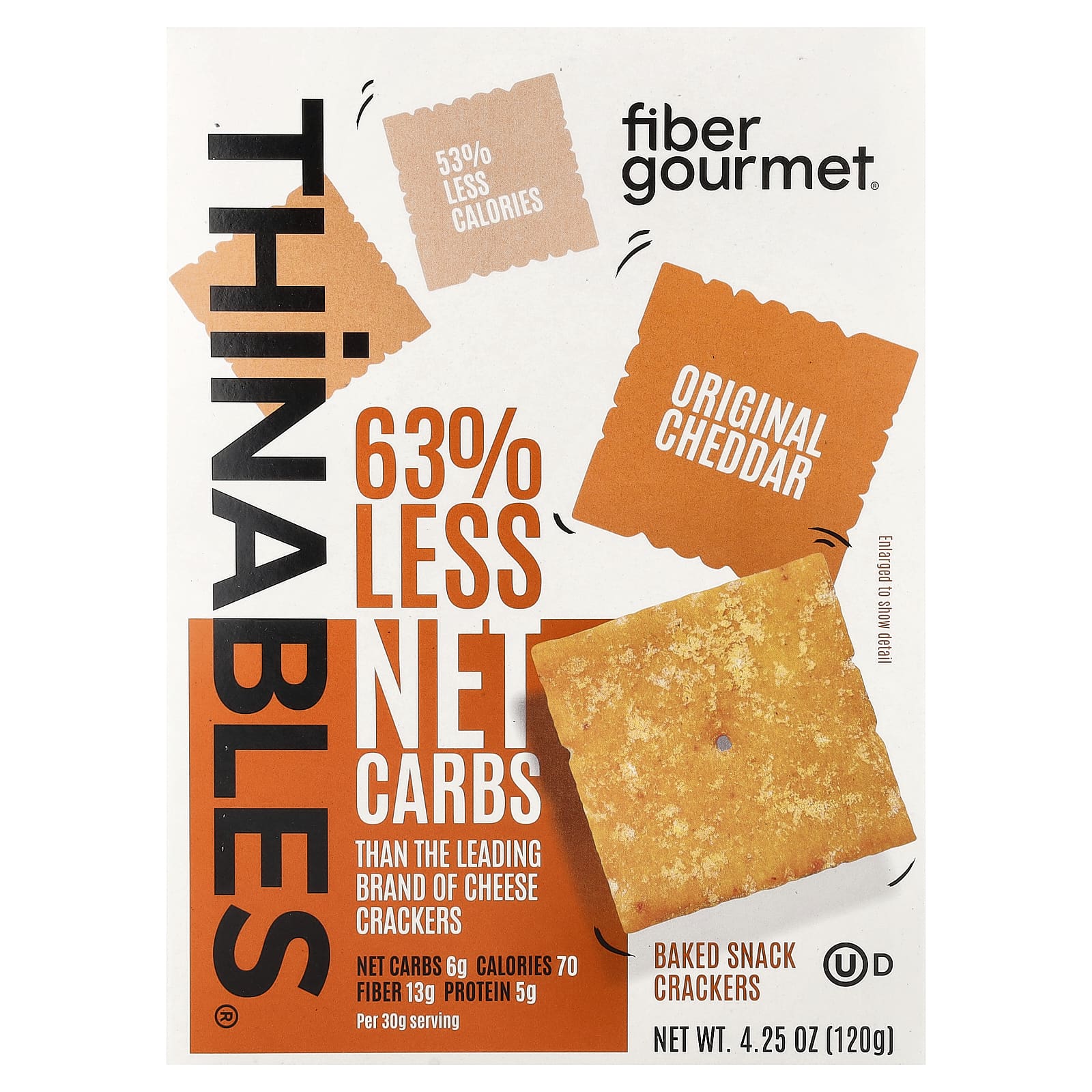 Fiber Gourmet, Thinables®, оригинальный вкус чеддера, 120 г (4,25 унции)