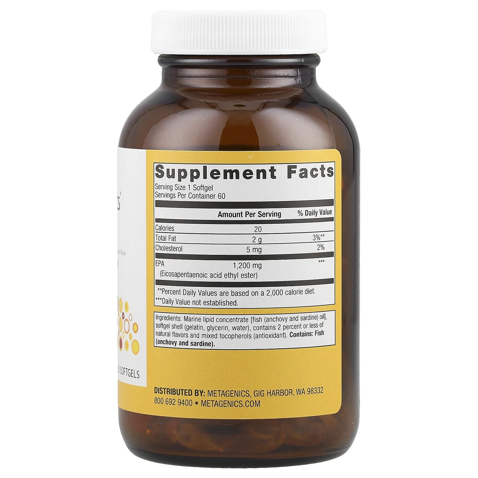 Metagenics, OmegaGenics®, ЭПК 1200, натуральный лимон и лайм, 1200 мг, 60 мягких таблеток