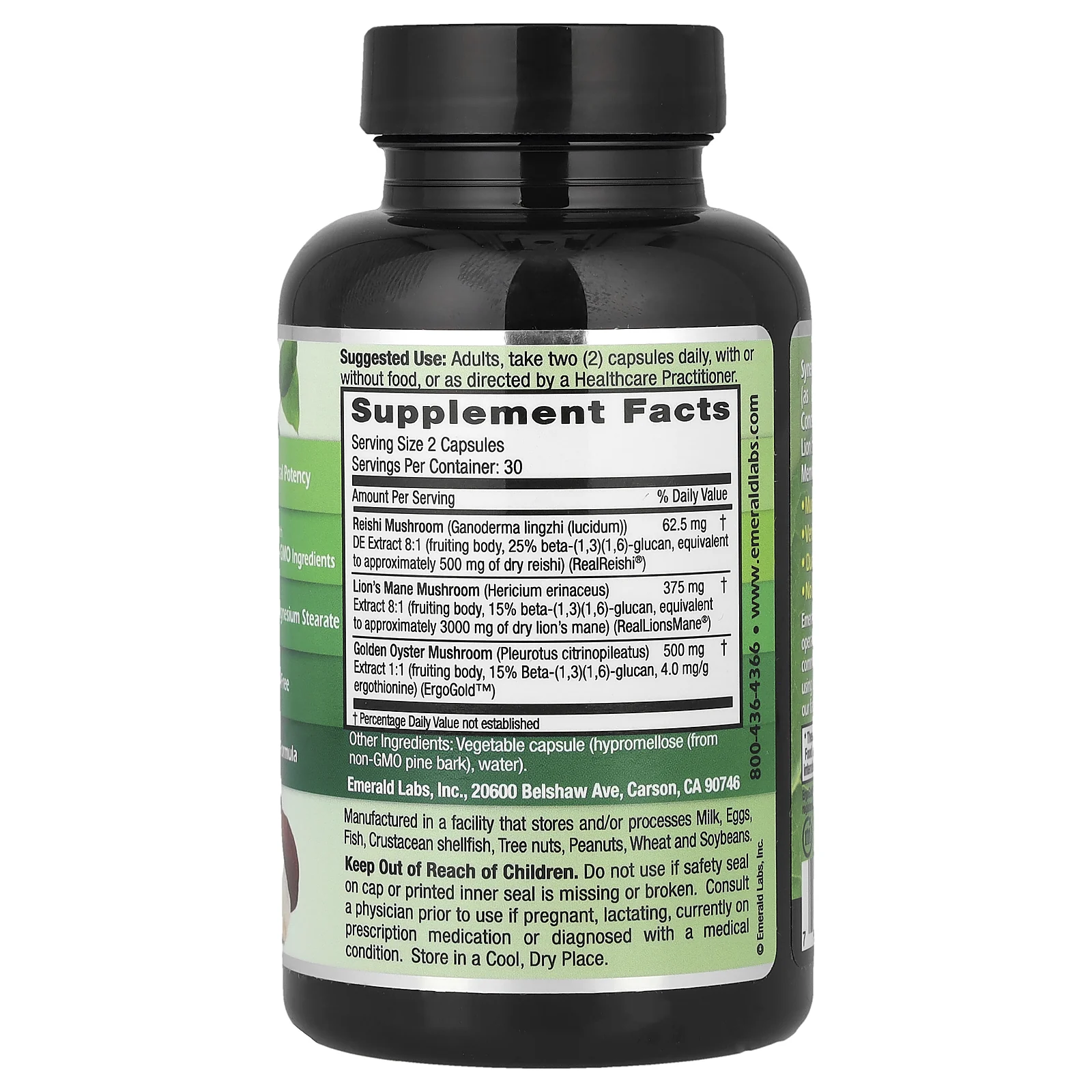 Emerald Laboratories, грибы для поддержки памяти и здоровья концентрации, 60 растительных капсул