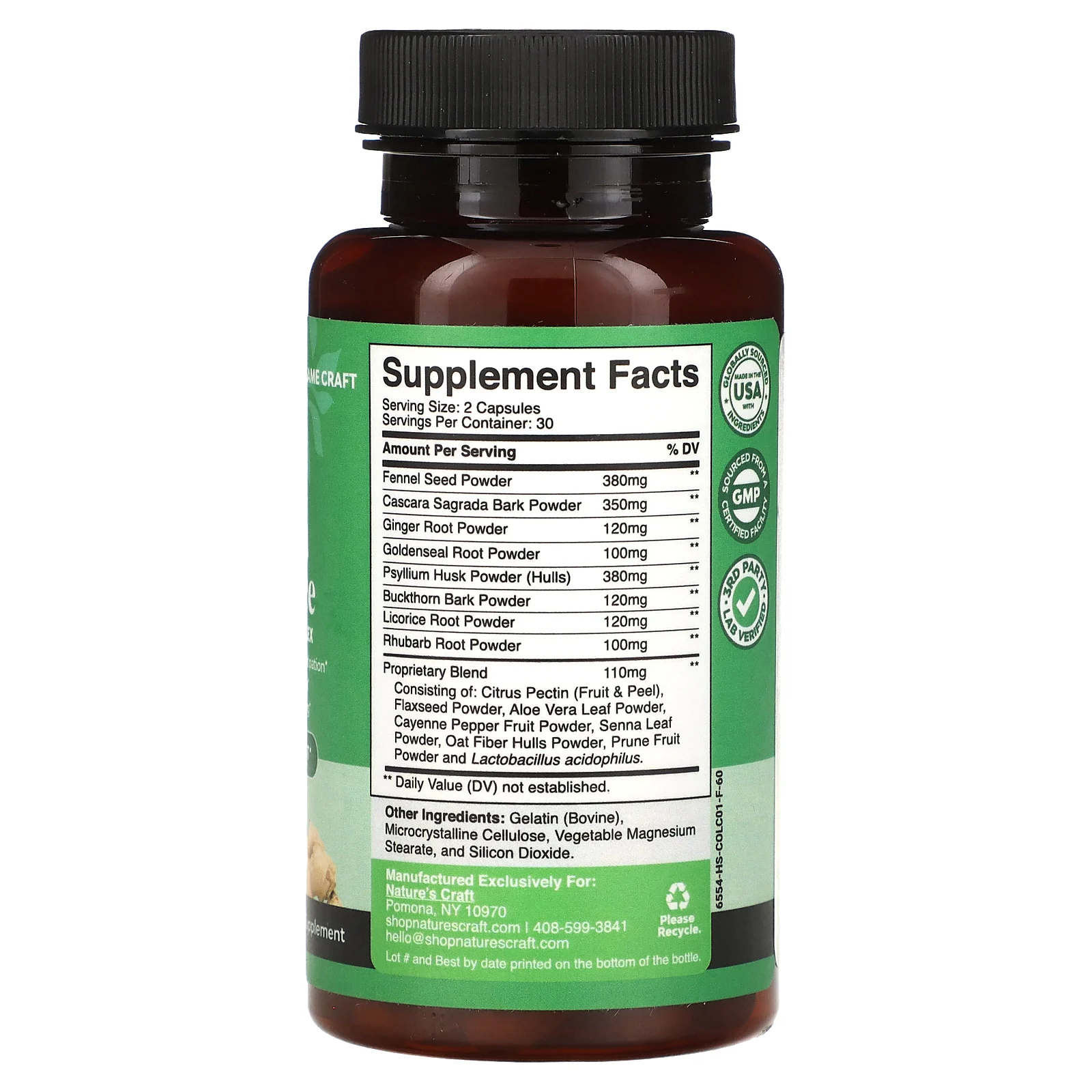 Nature's Craft, Colon Balance, улучшенный комплекс, 60 капсул