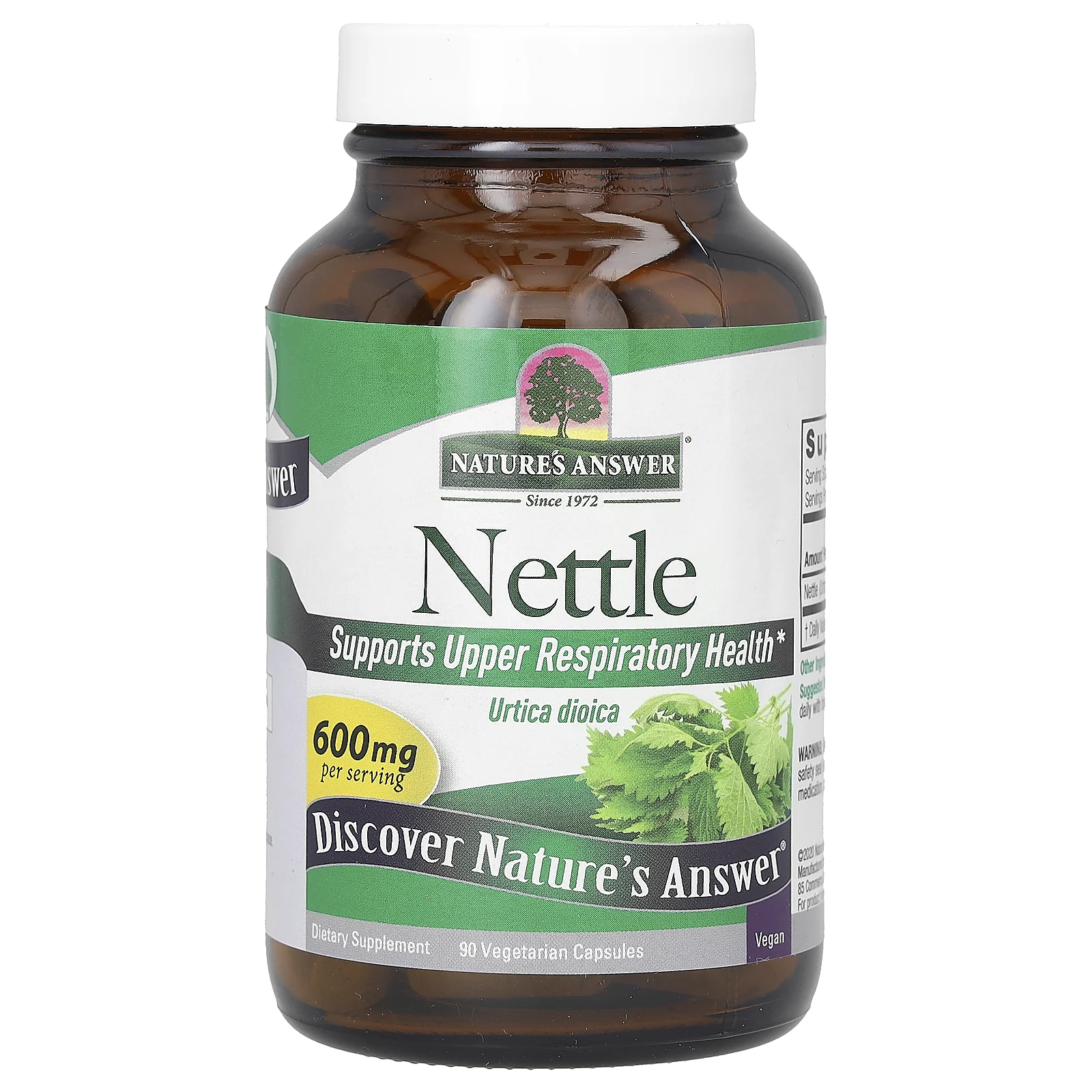 Nature's Answer, крапива, 600 мг, 90 вегетарианских капсул (300 мг в 1 капсуле)
