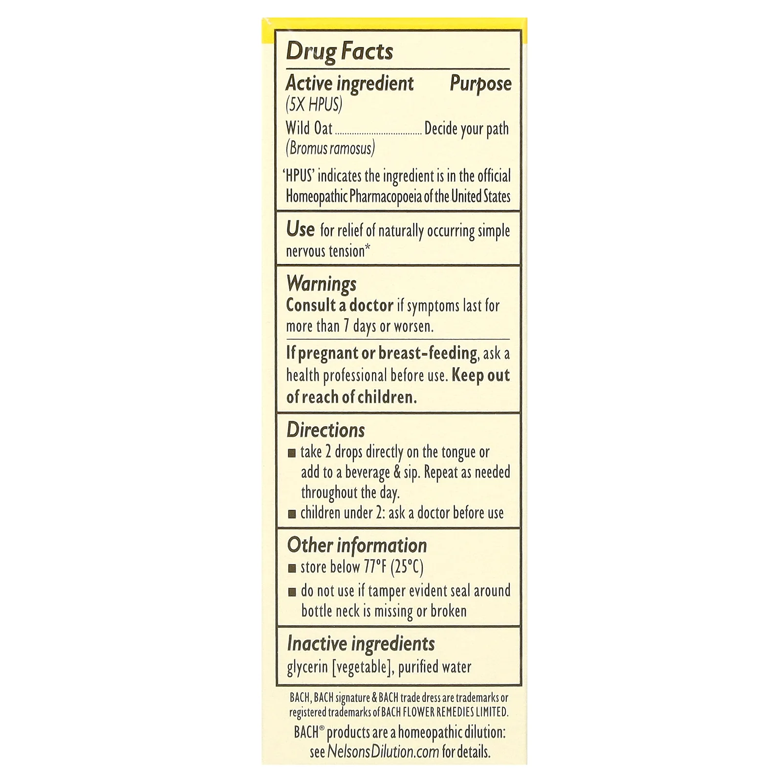 Bach, Original Flower Remedies, овес, 10 мл (0,35 жидк. унции)