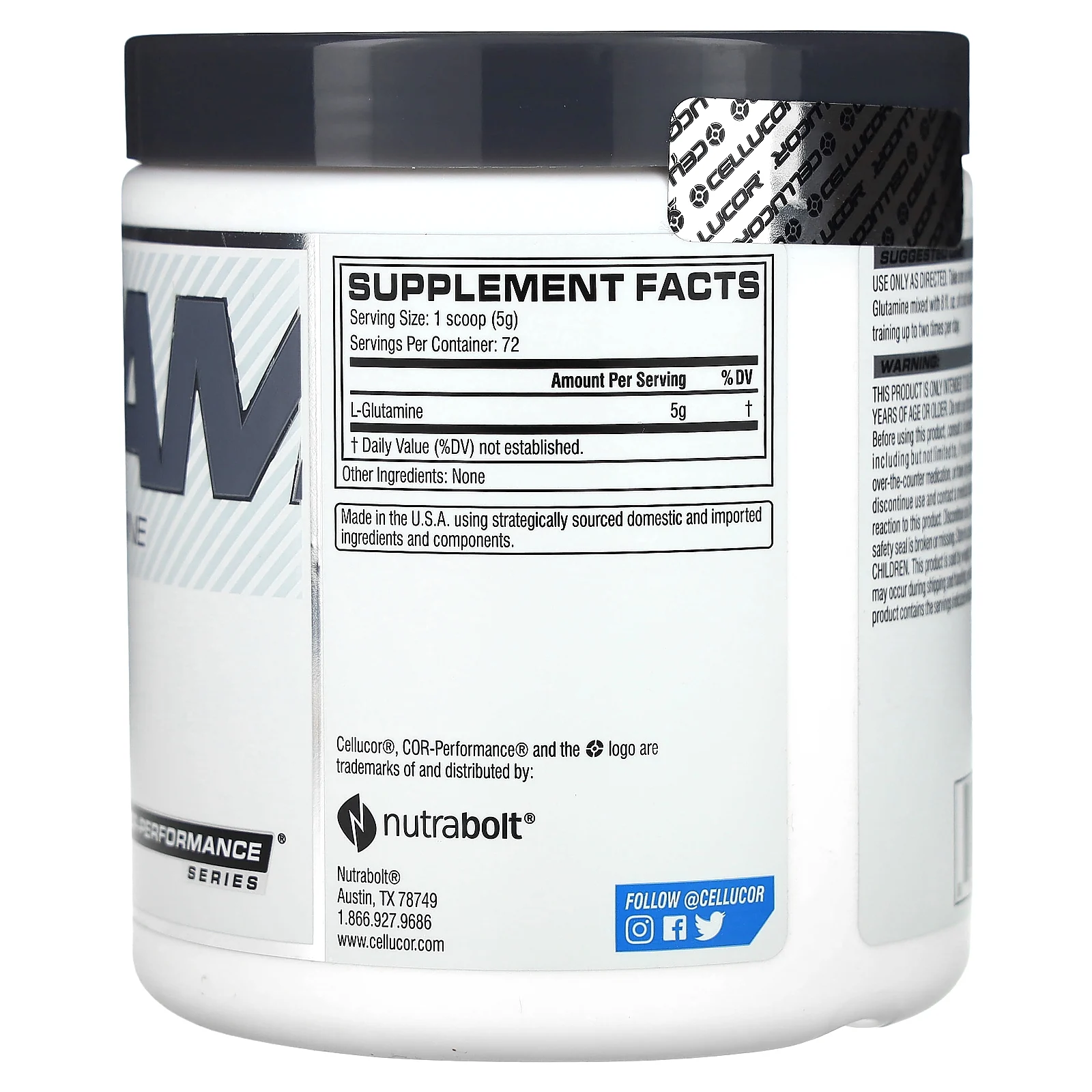 Cellucor, Glutam, COR-глютамин, без добавок, 378 г (13,3 унции)