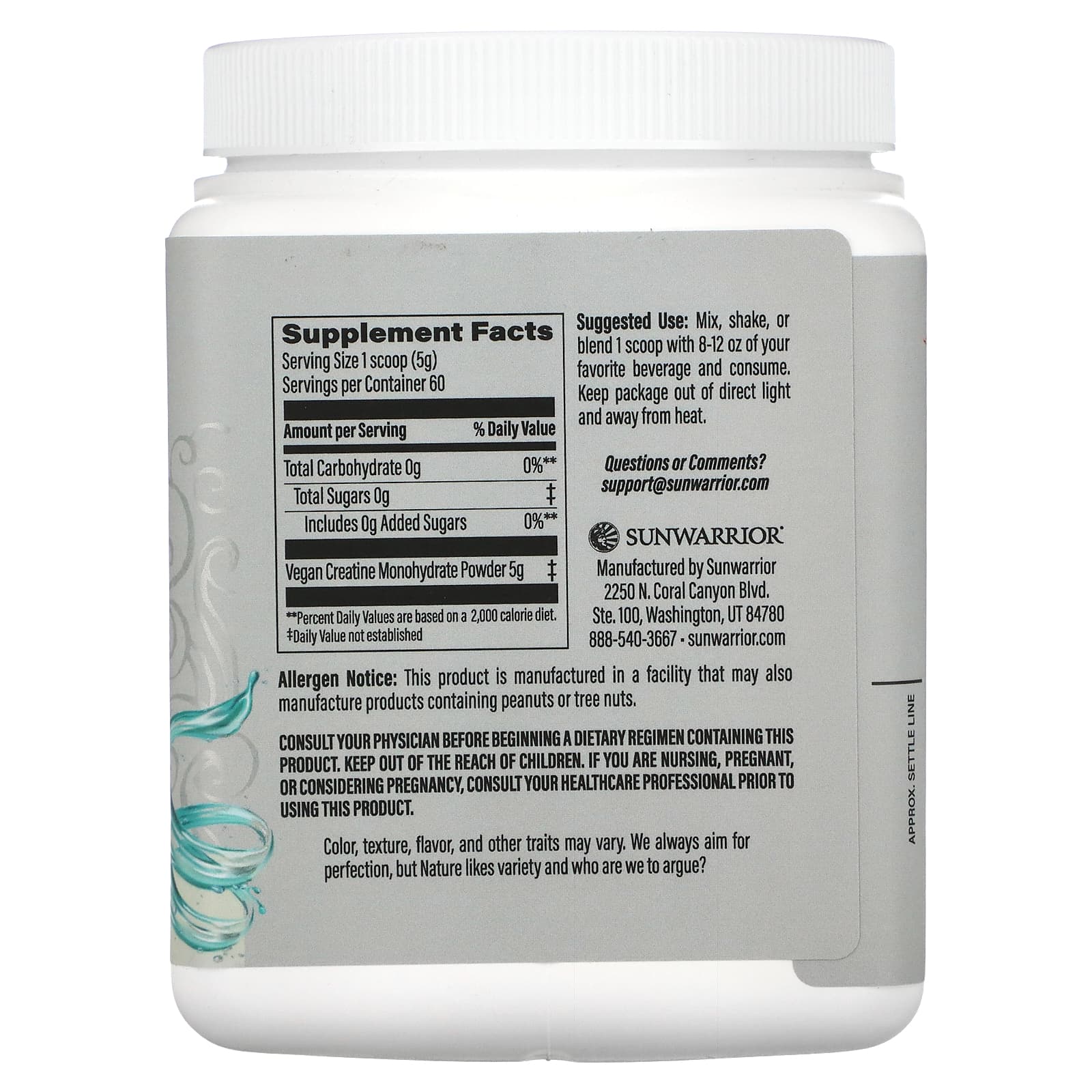 Sunwarrior, Sport, активный моногидрат креатина, с нейтральным вкусом, 300 г (10,58 жидк. унции)