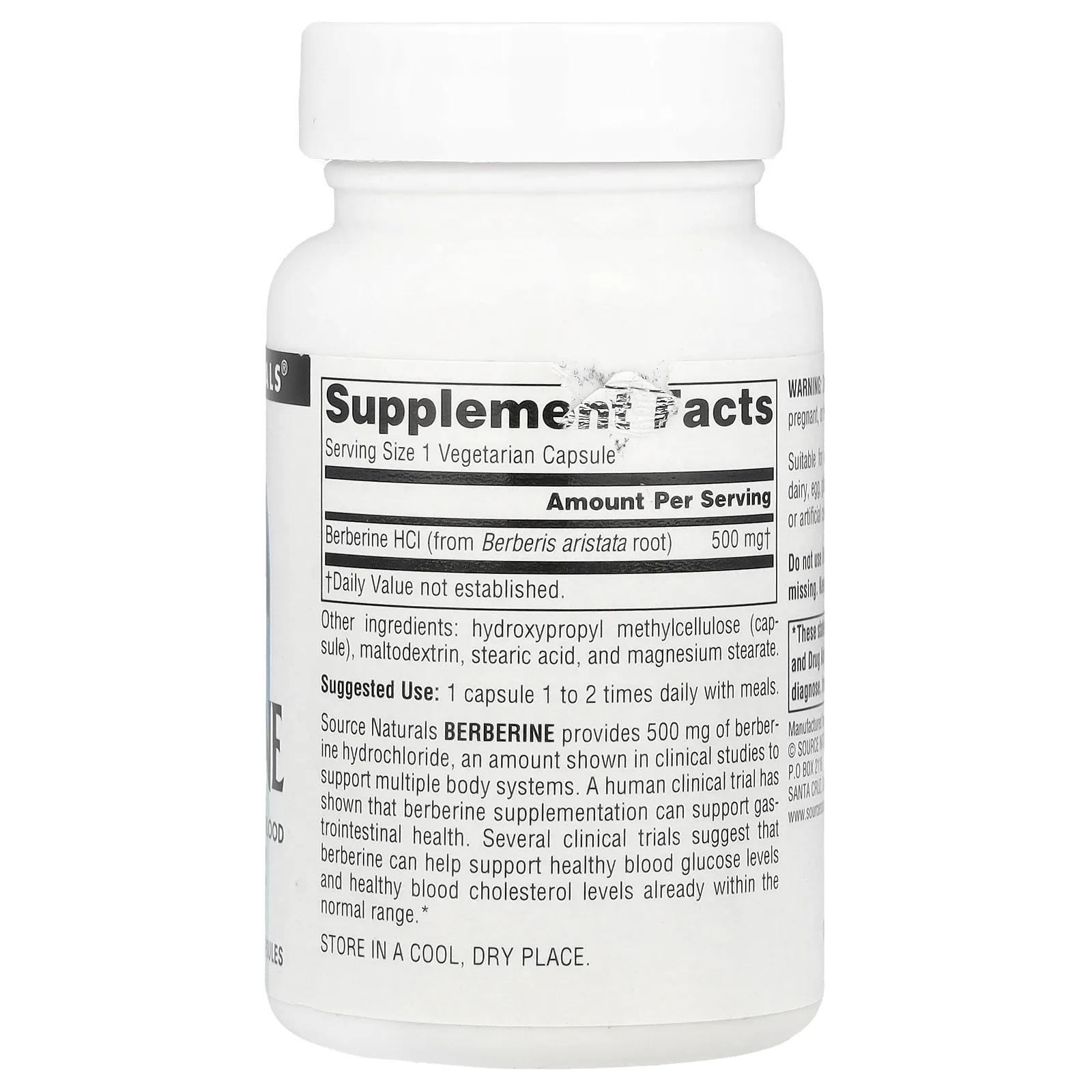 Source Naturals, Берберин, 500 мг, 30 вегетарианских капсул