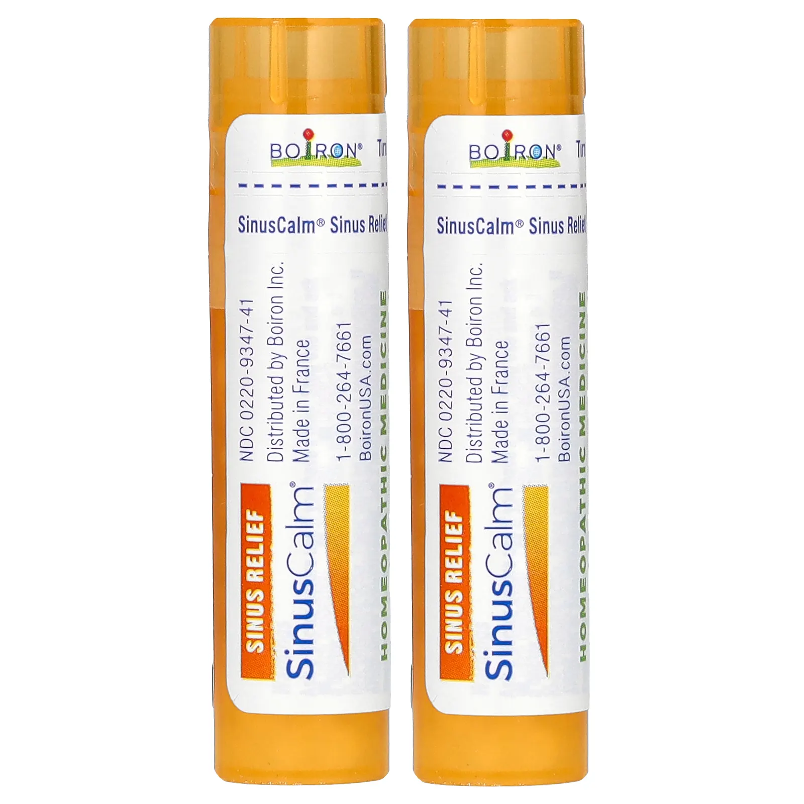 Boiron, SinusCalm, средство для облегчения заложенности носа, 2 тюбика, прибл. 80 гранул в каждой