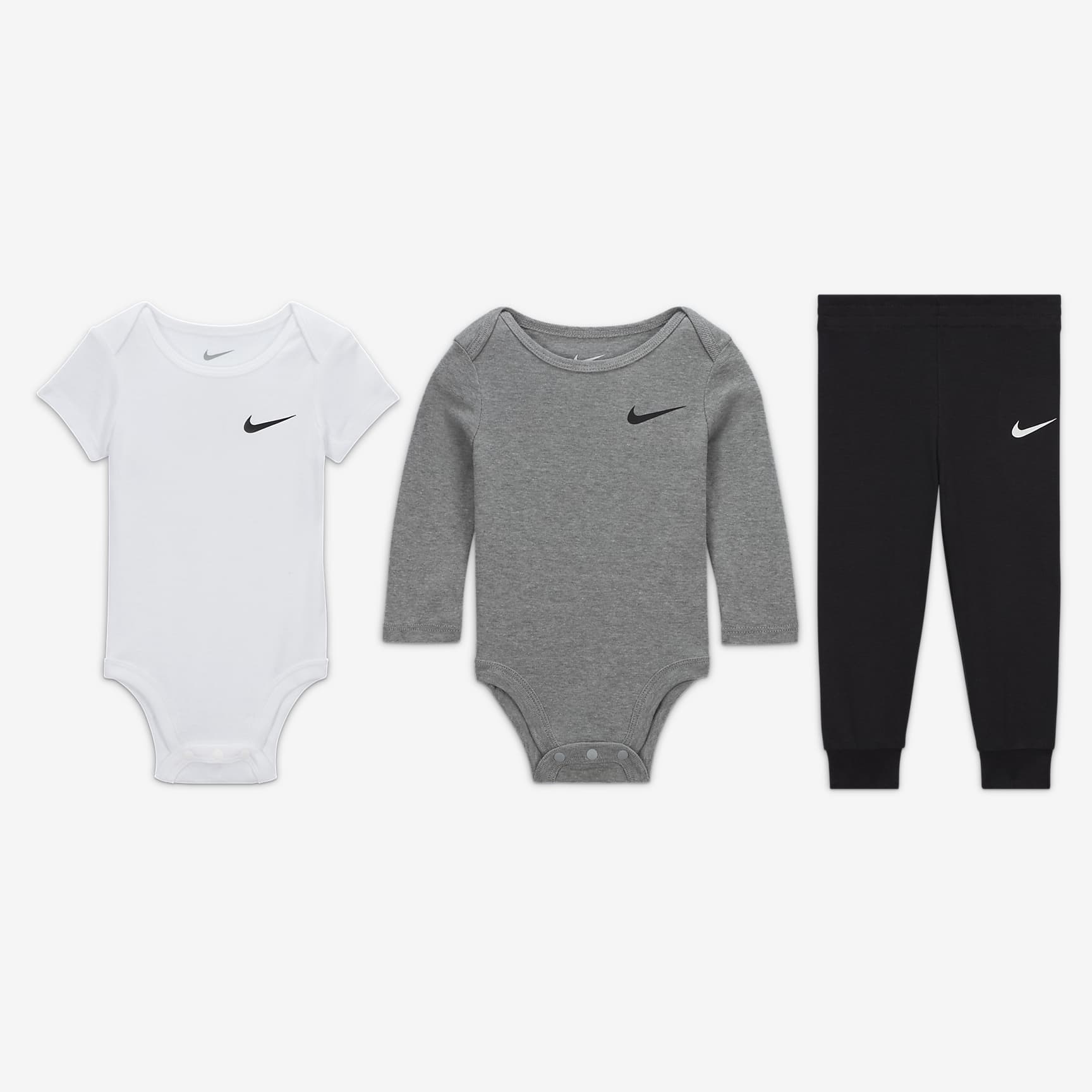 Nike Essentials Baby (0-9M) 3-Piece Bodysuit Set