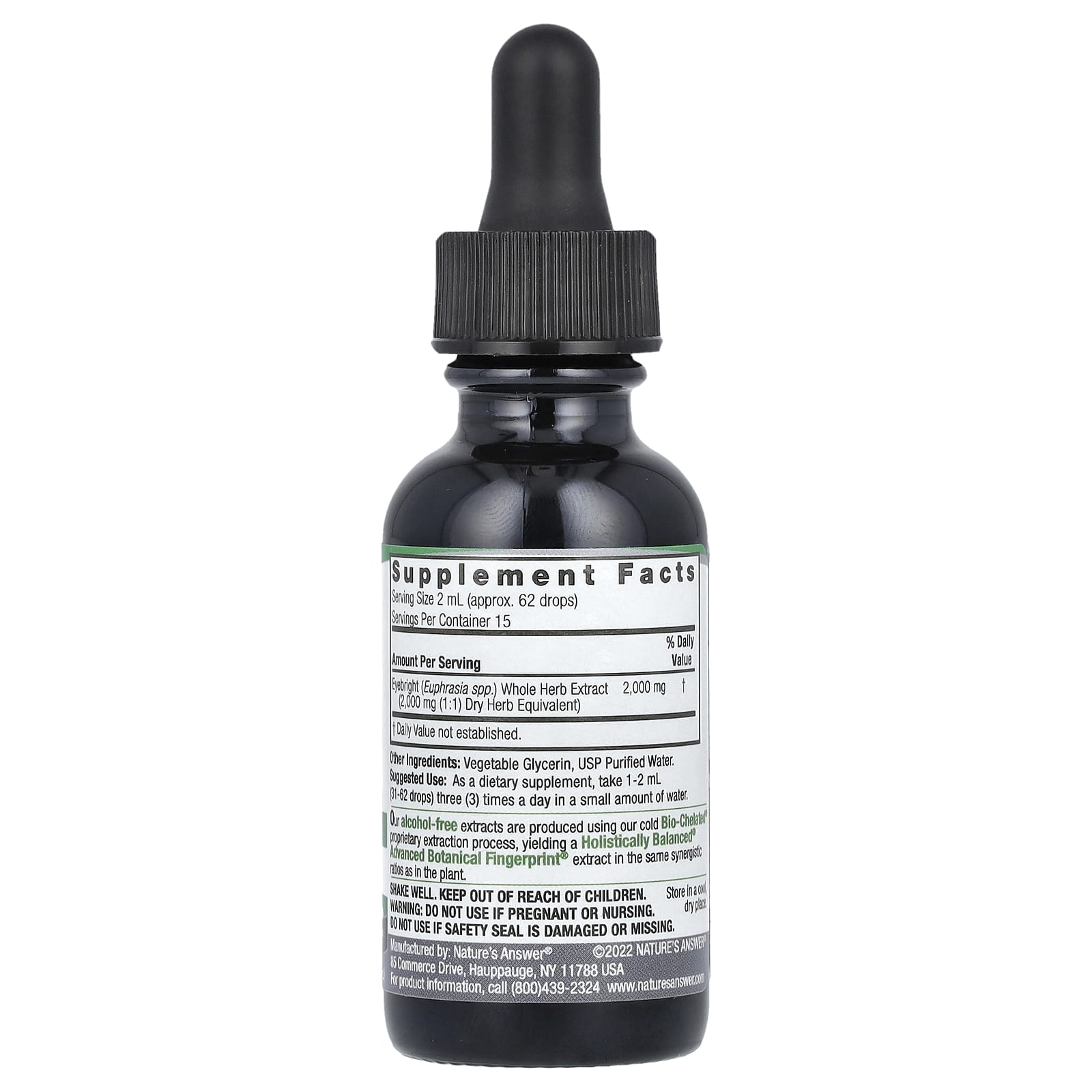 Nature's Answer, жидкий экстракт очанки, без спирта, 2000 мг, 30 мл (1 жидк. унция)