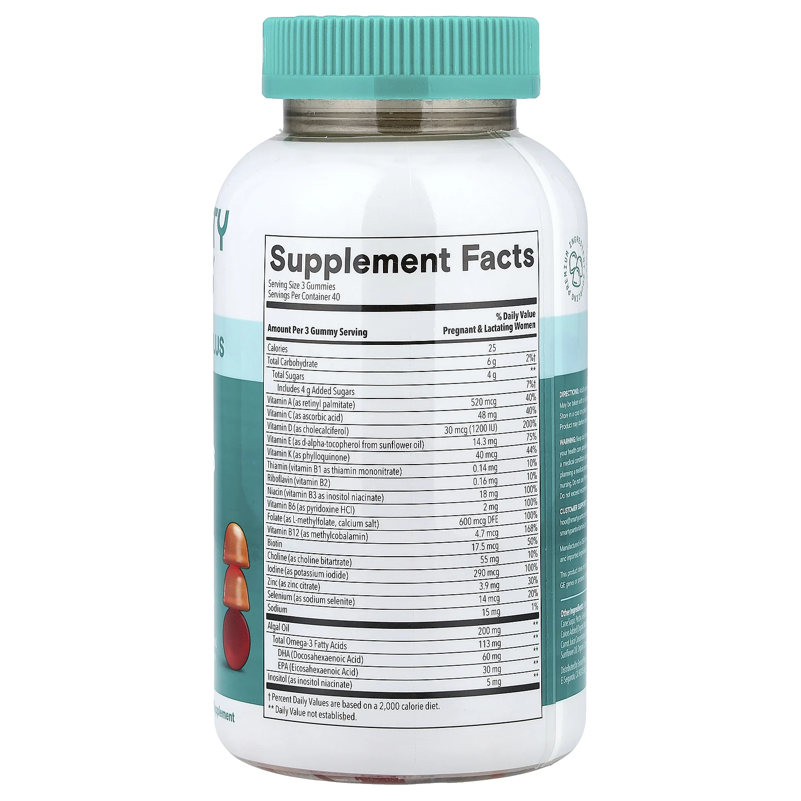 SmartyPants, Prenatal Plus, жевательные мультивитамины и омега, со вкусом апельсина и клубники, 120 жевательных таблеток