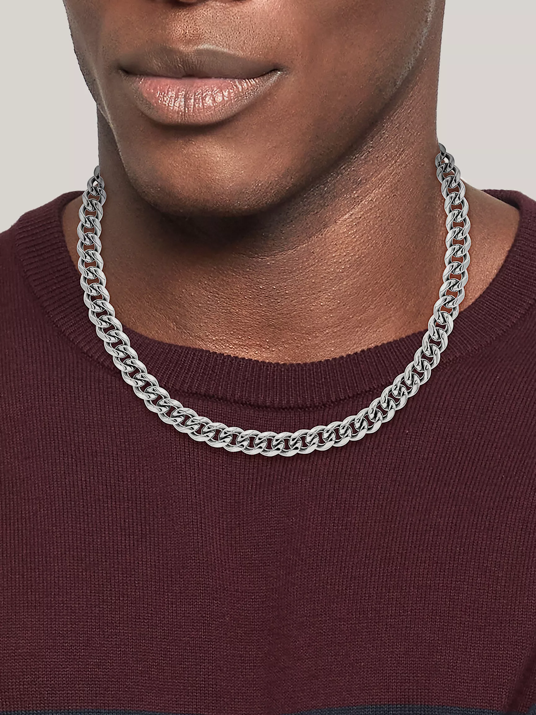 Мужское колье Tommy Hilfiger, Масивное серебристое ожерелье-цепь
