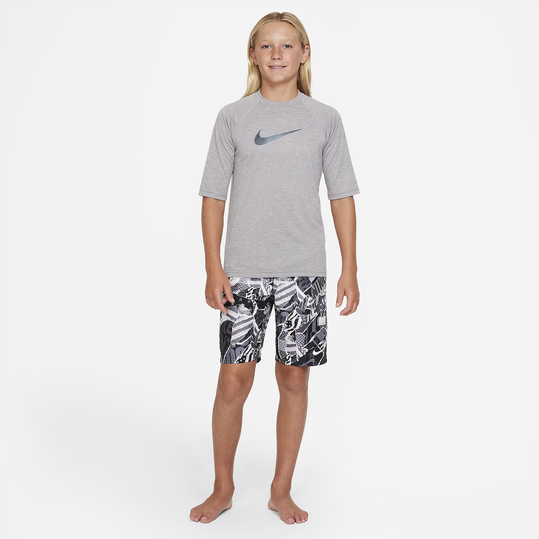 Nike Heather Big Kids' (Boys') Half Sleeve Hydroguard