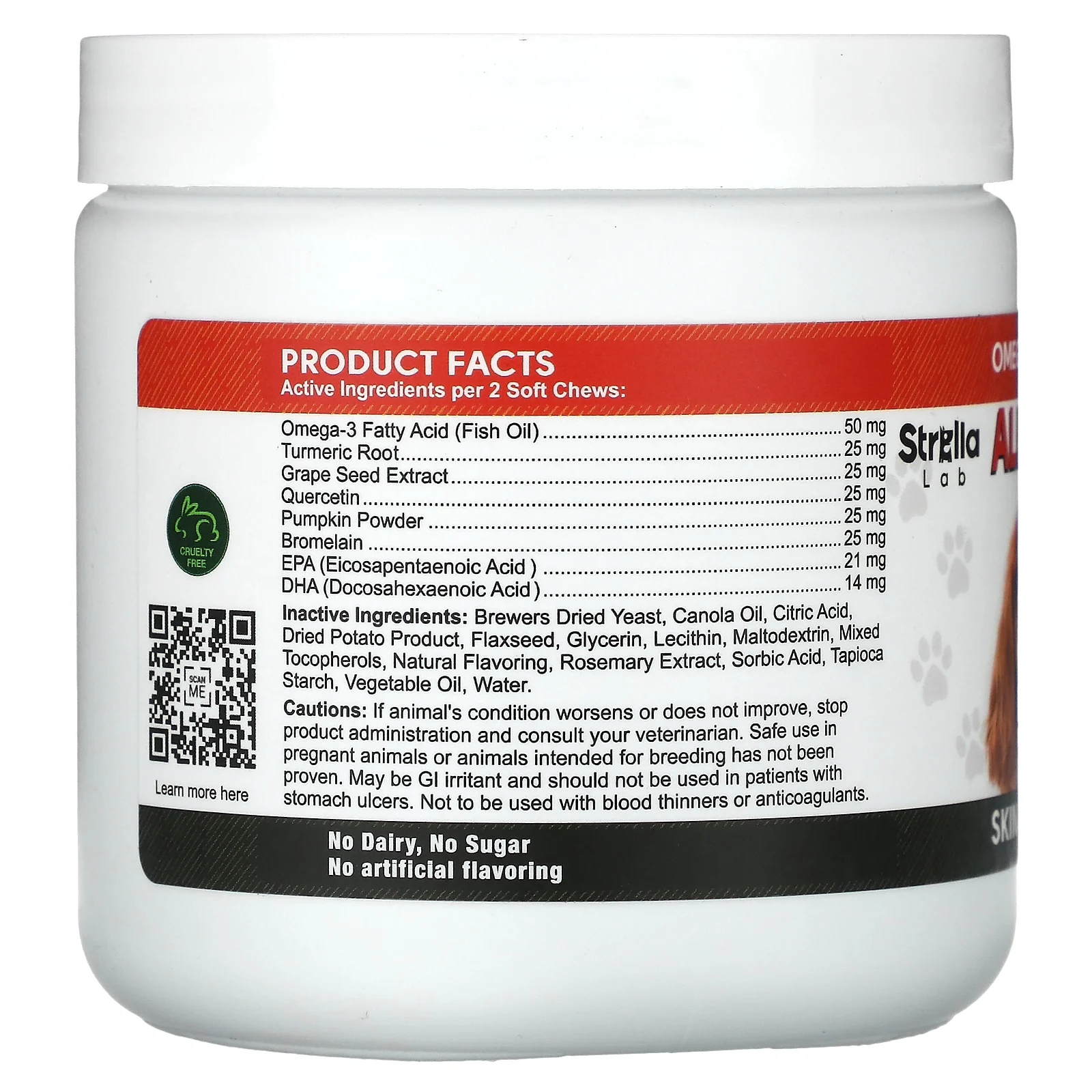 StrellaLab, Allergy Relief, жевательные таблетки для поддержки иммунитета, для собак, 120 жевательных таблеток, 264 г (9,3 унции)