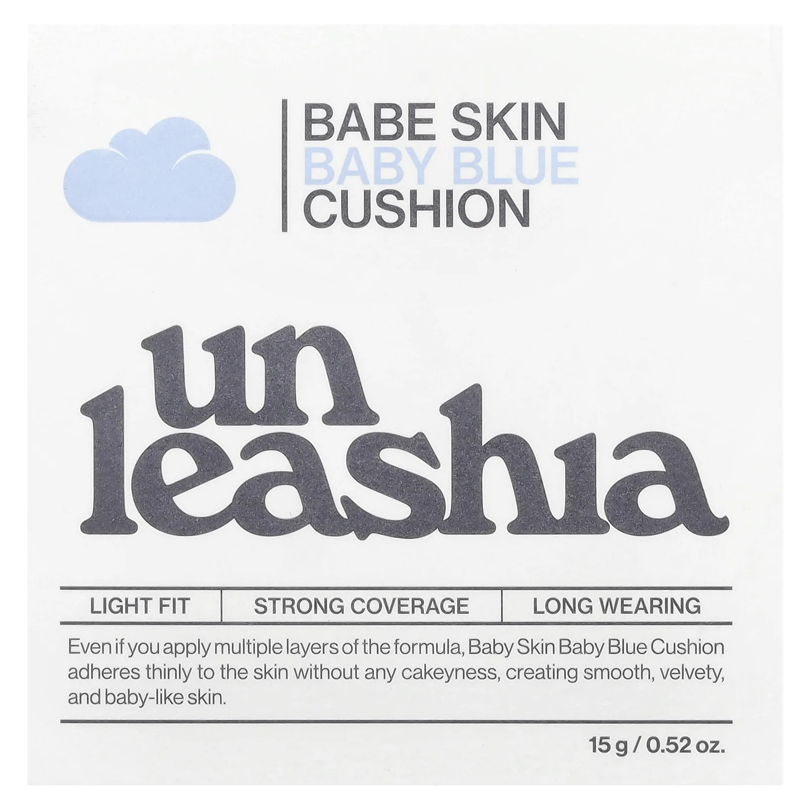 Unleashia, Babe Skin, Baby Blue Cushion, SPF40 / PA ++, серафик 17C, 15 г (0,52 унции)