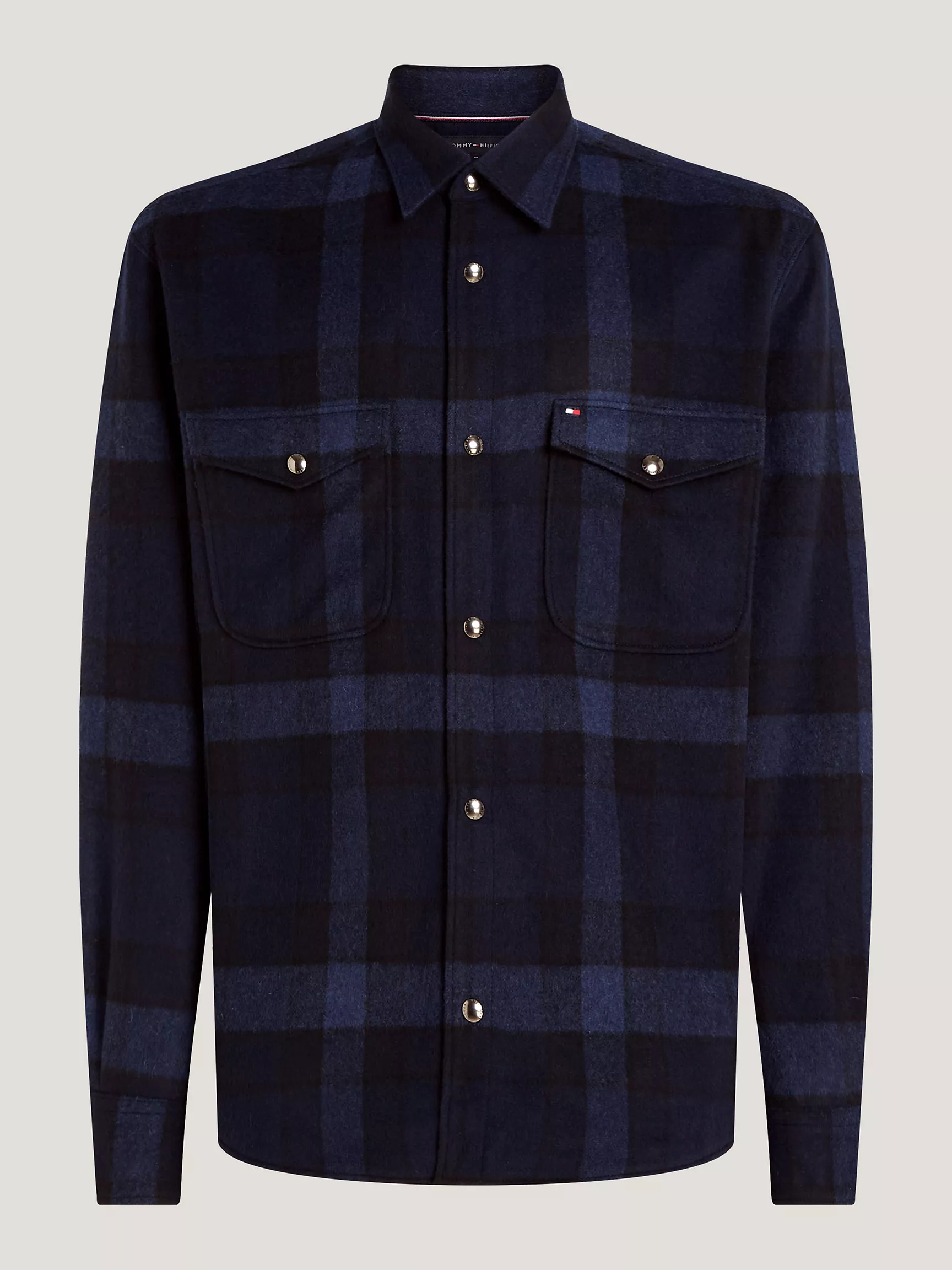Мужская рубашка Tommy Hilfiger, Свободная шерстяная рубашка-овершот в клетку