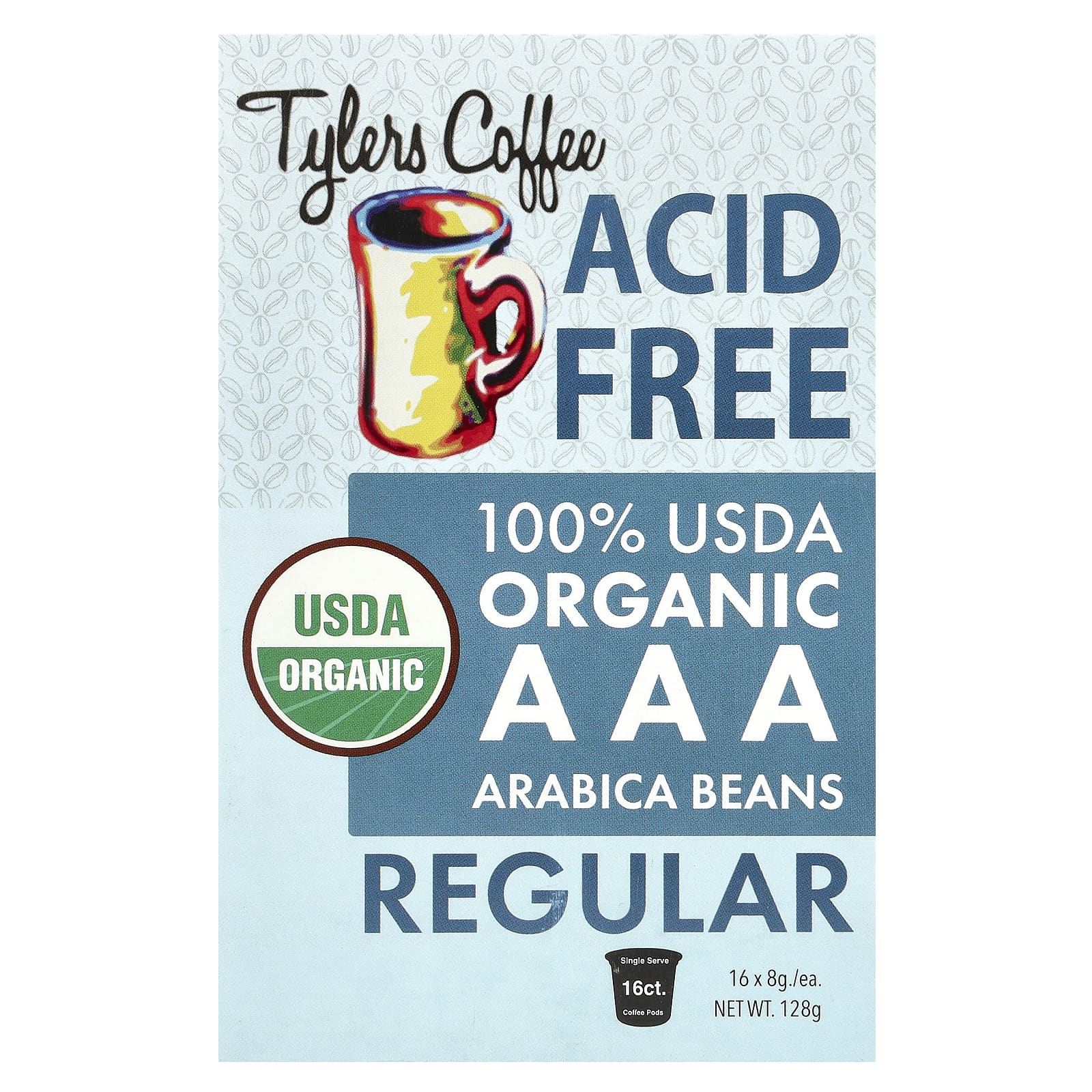 Tylers Coffees, Органический кофе, обычный, без кислоты, 16 капсул (8 г) каждая