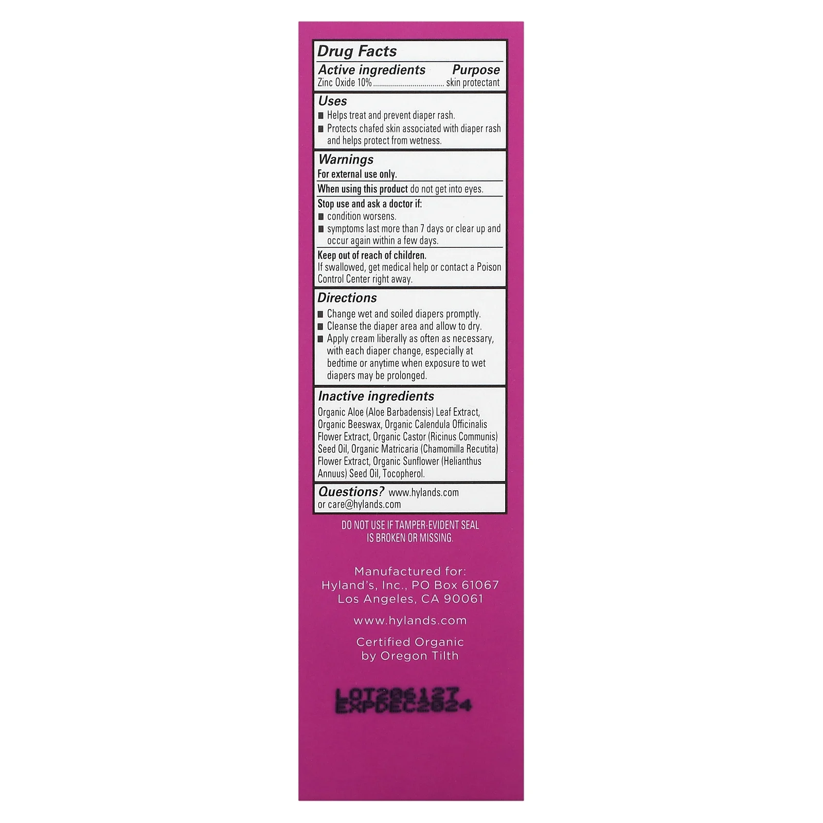 Hyland's Naturals, Крем от детского подгузника, 85 г (3 унции)