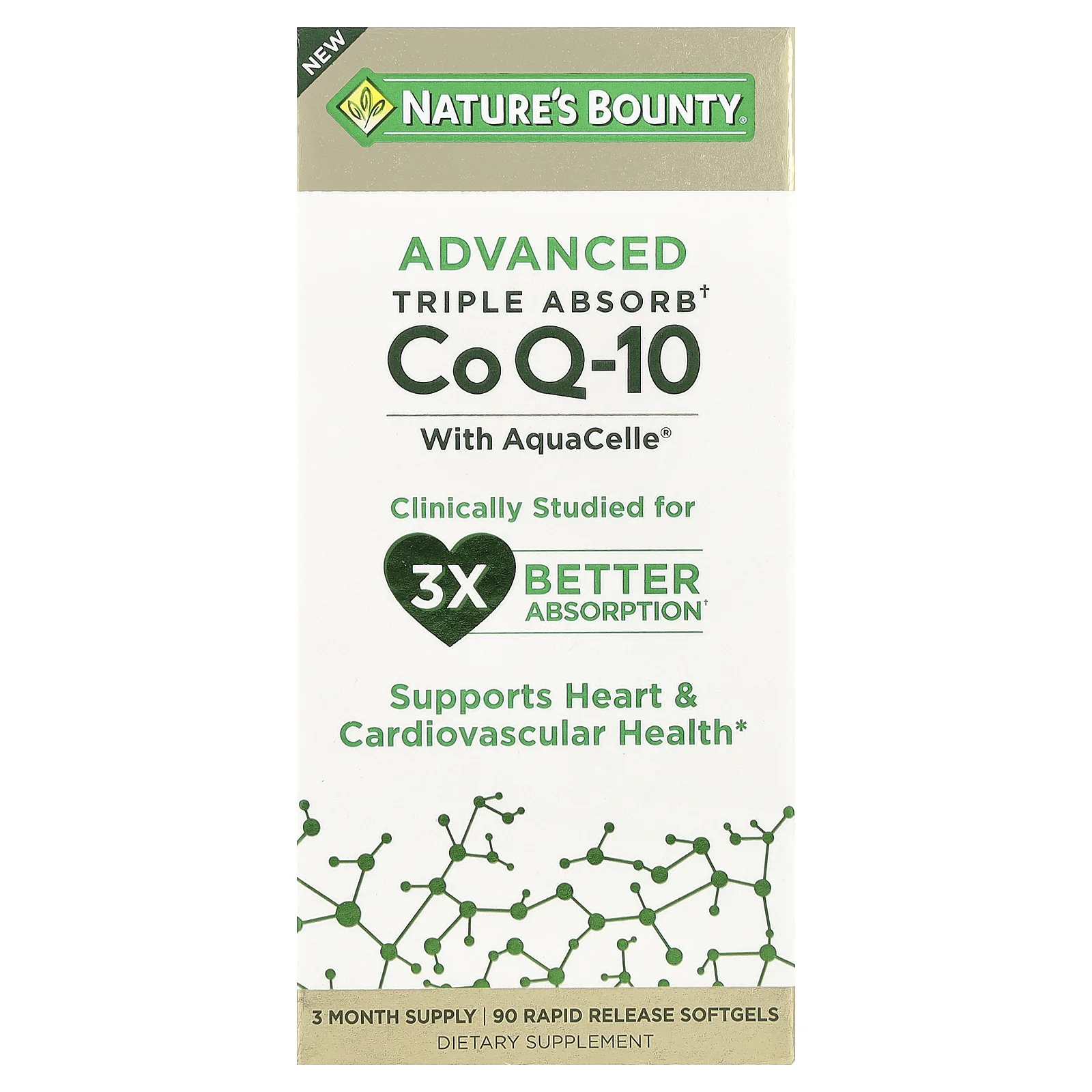 Nature's Bounty, Advanced Triple Absorb CoQ-10, 100 мг, 90 мягких таблеток с быстрым высвобождением