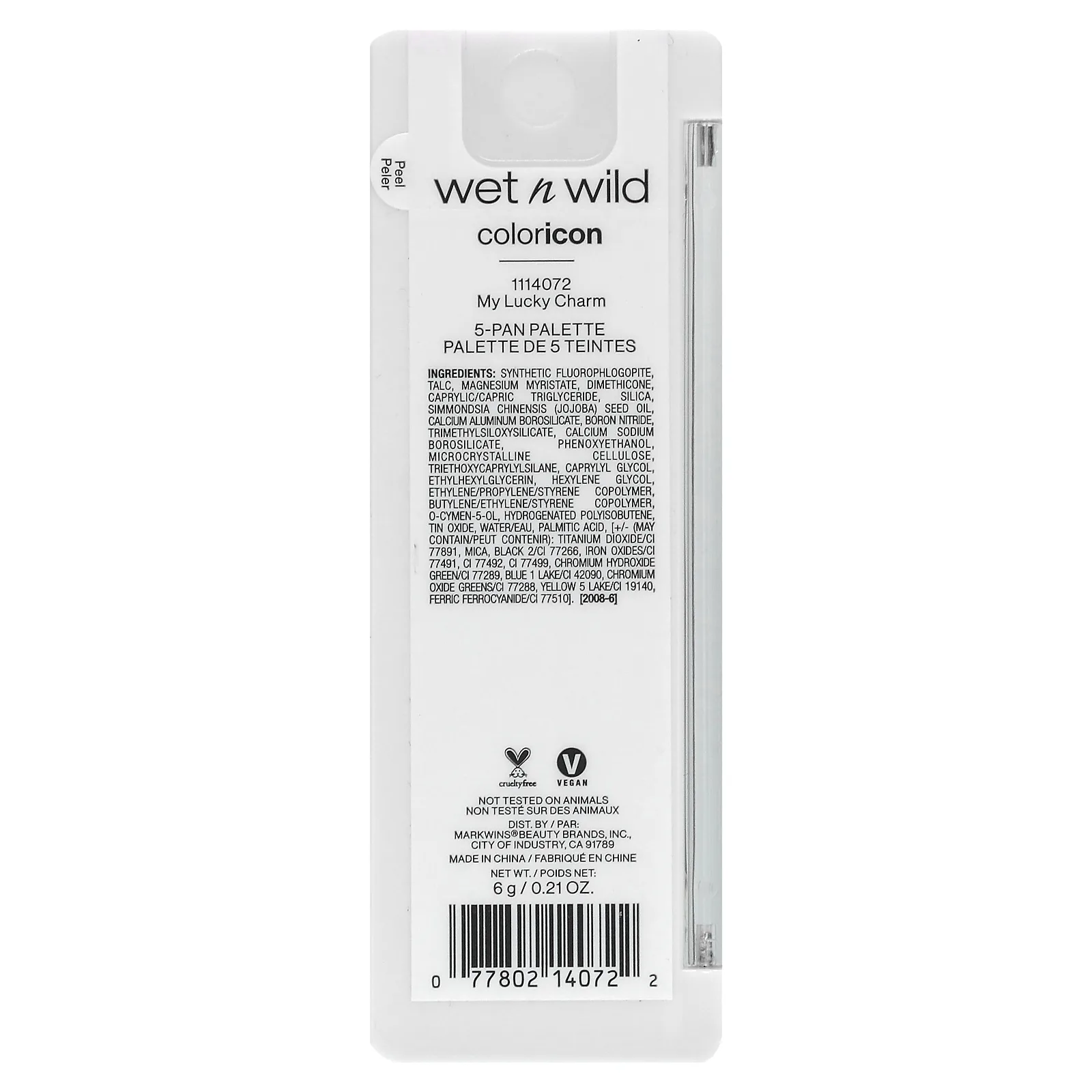 wet n wild, ColorIcon, палитра теней из 5 оттенков, 1114072 My Lucky Charm, 6 г (0,21 унции)