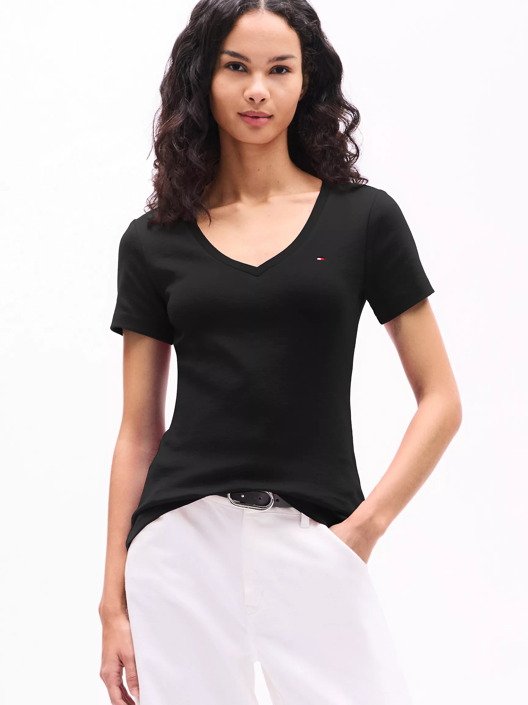 Женская футболка Tommy Hilfiger, Футболка с V-образным вырезом