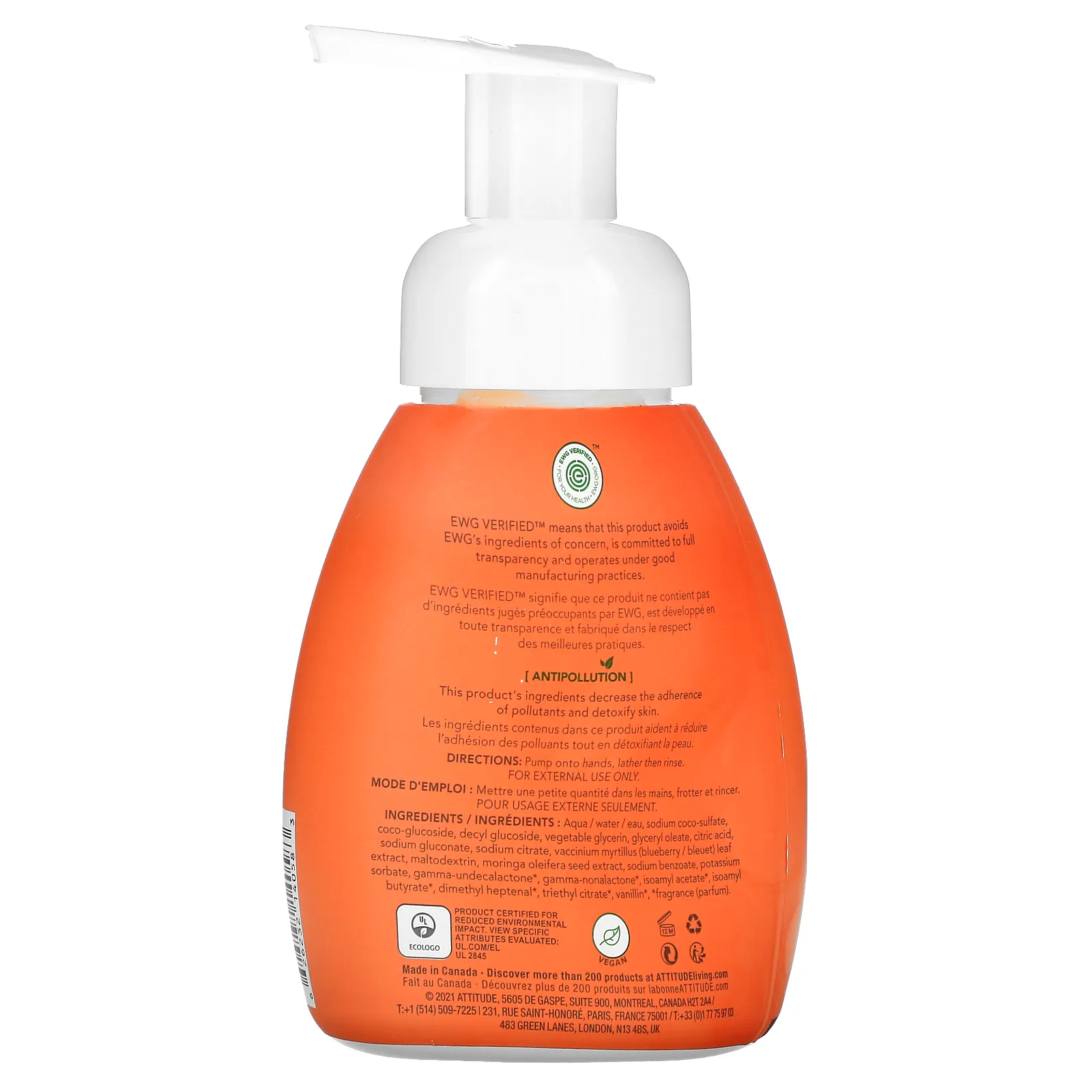 ATTITUDE, Little Leaves Science, пенящееся мыло для рук, манго, 295 мл (10 жидк. Унций)