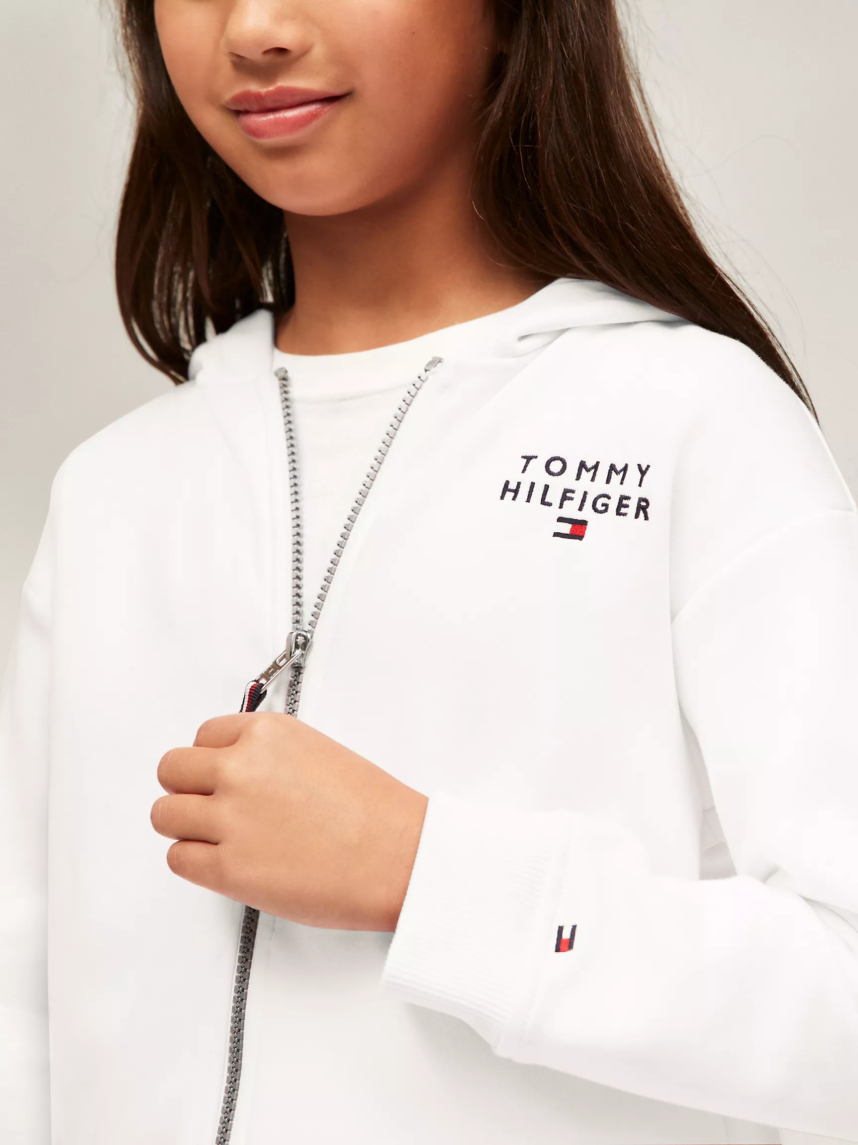 Худи для девочек Tommy Hilfiger, Детское худи на молнии с логотипом Hilfiger