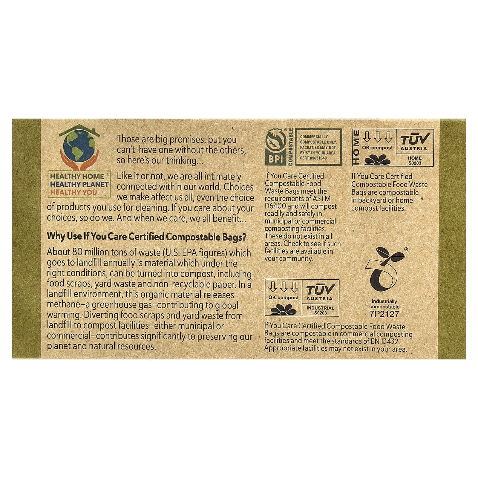 If You Care, мешки для пищевых отходов, 3 галлона, 30 шт.