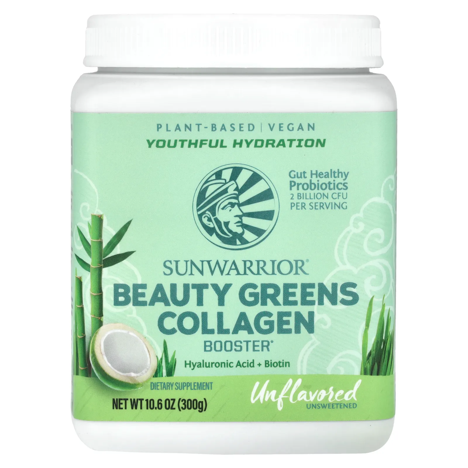Sunwarrior, Beauty Greens Collagen Booster, без добавок, 300 г (10,6 унции)