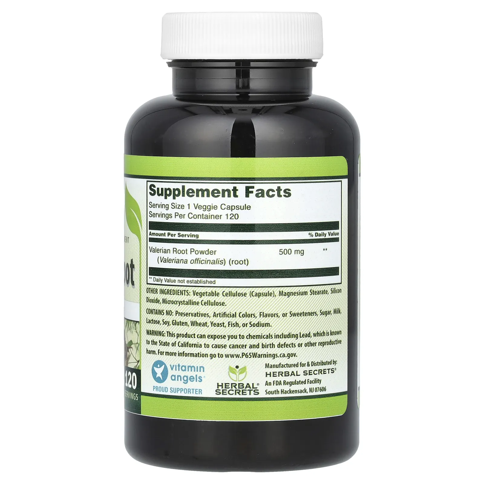 Herbal Secrets, Корень валерианы, 500 мг, 120 растительных капсул