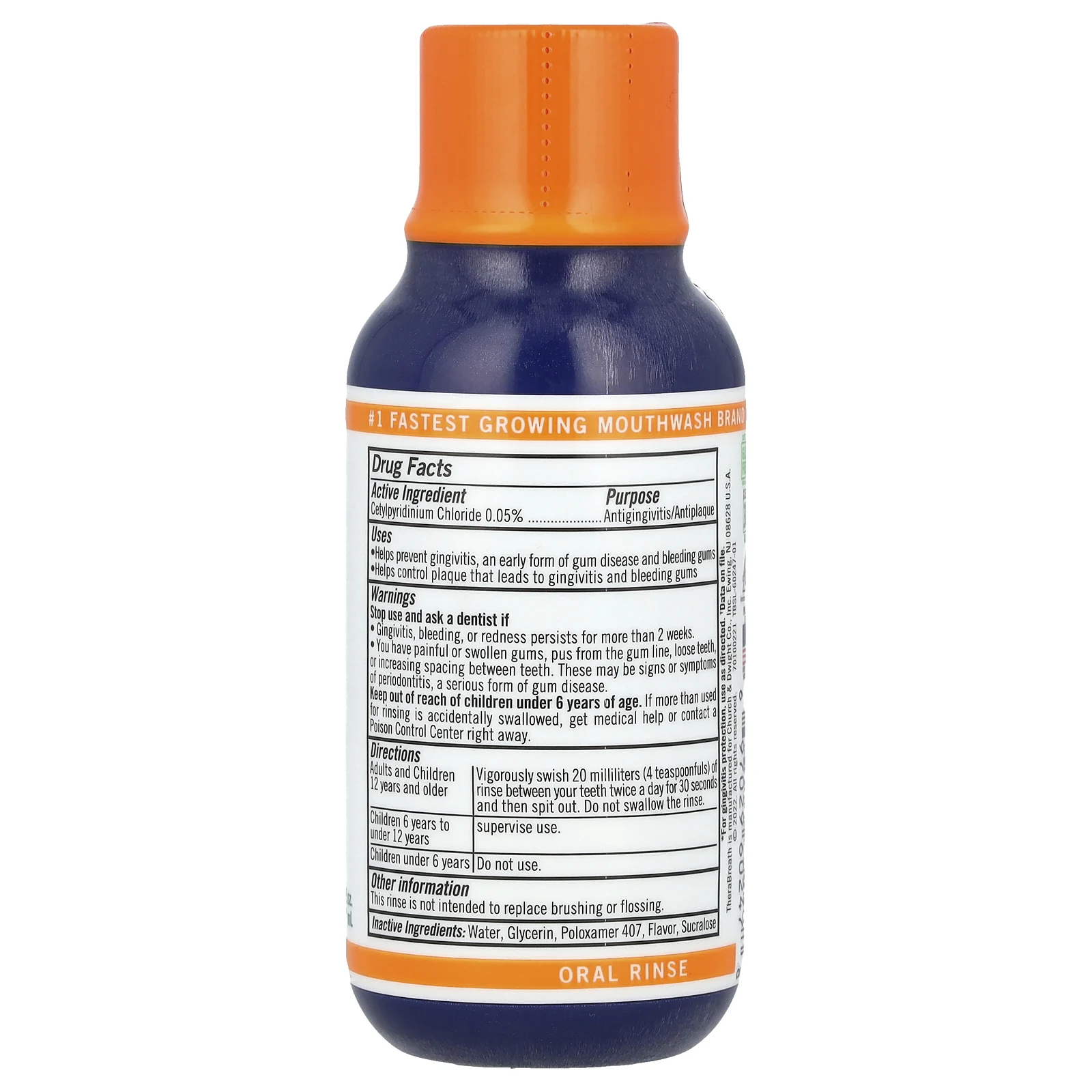 TheraBreath, Ополаскиватель для полости рта Healthy Gums, чистая мята, 88,7 мл (3 жидк. Унции)