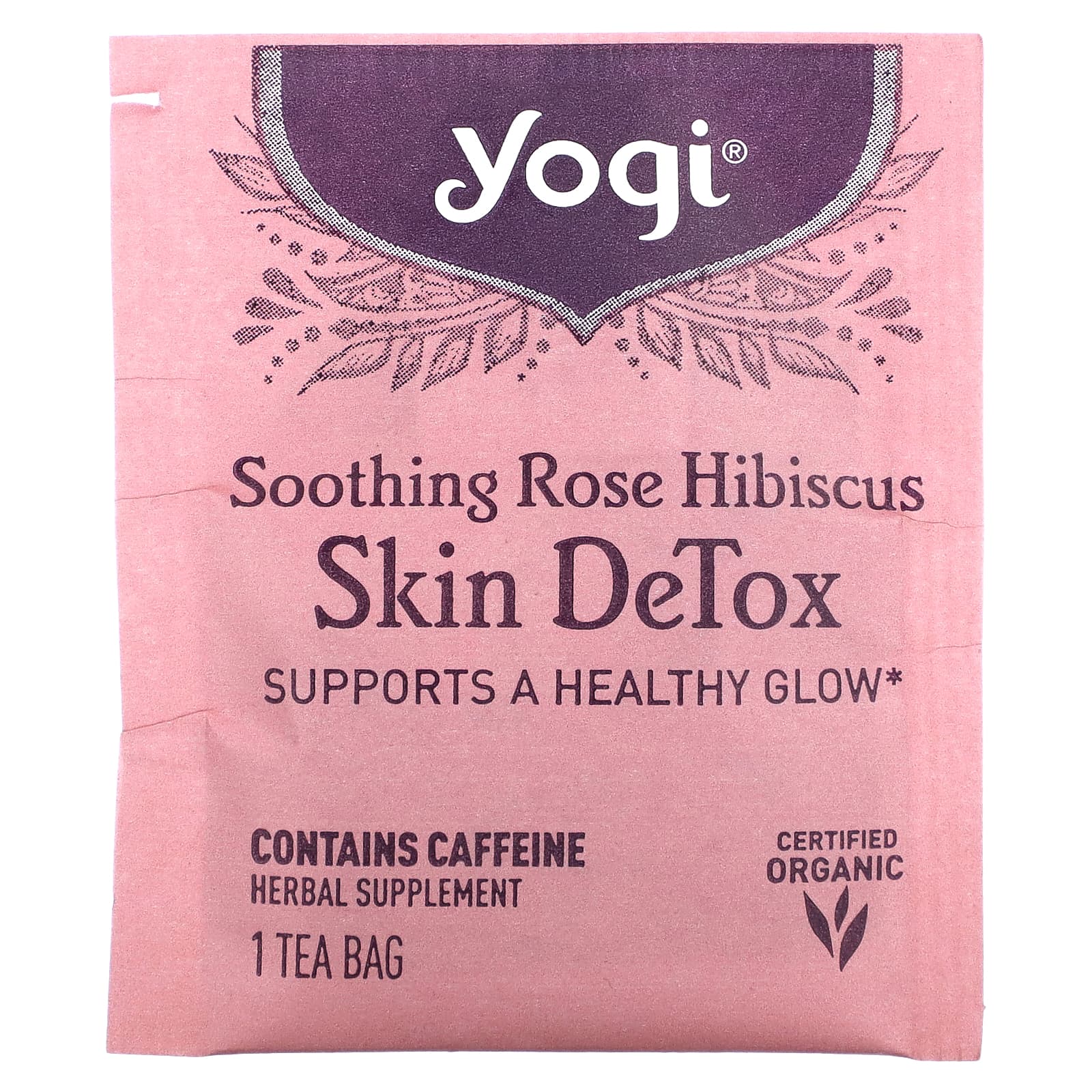 Yogi Tea, Skin DeTox, успокаивающий чай с розой и гибискусом, 16 чайных пакетиков, 32 г (1,12 унции)