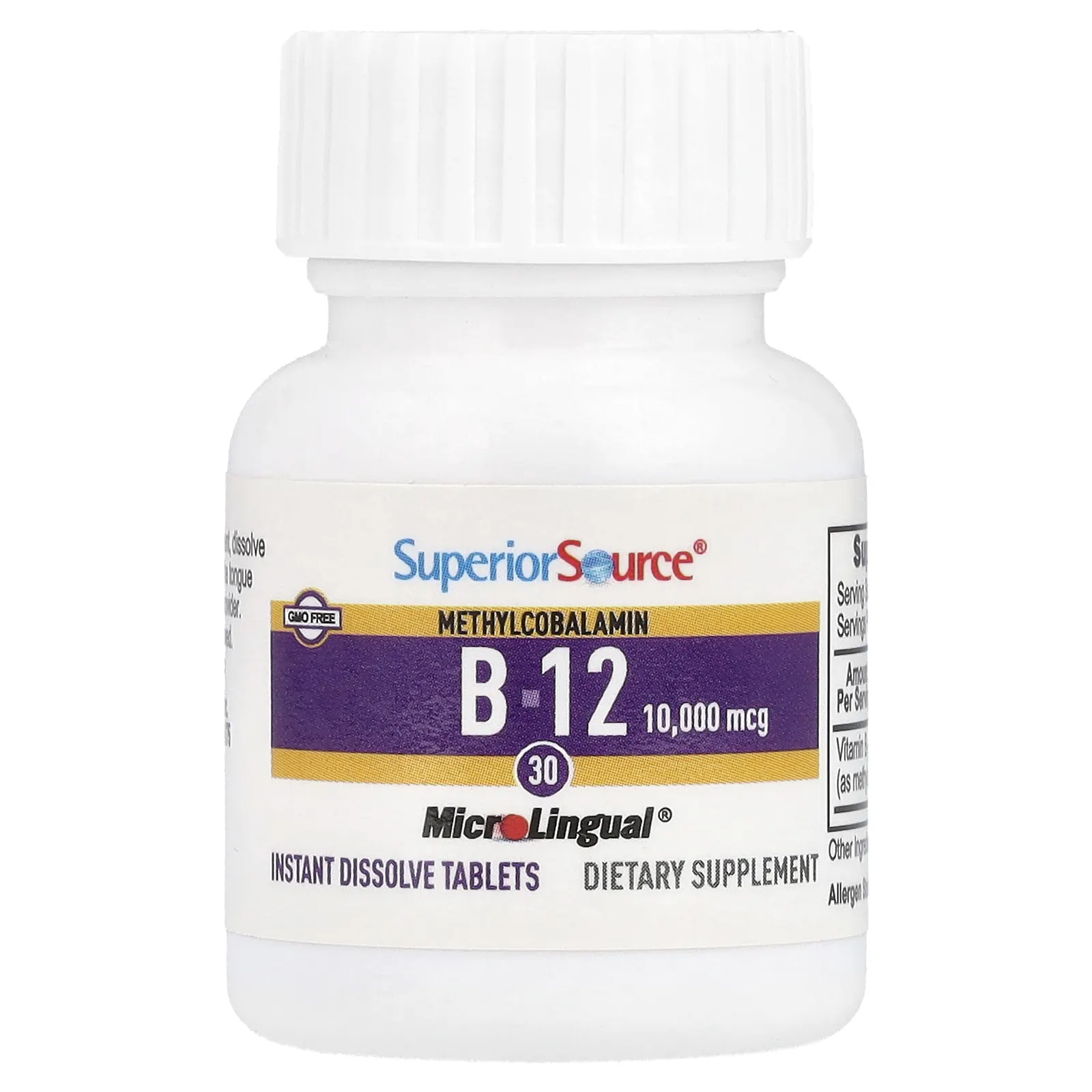 Superior Source, метилкобаламин B12, 10 000 мкг, 30 быстрорастворимых таблеток MicroLingual