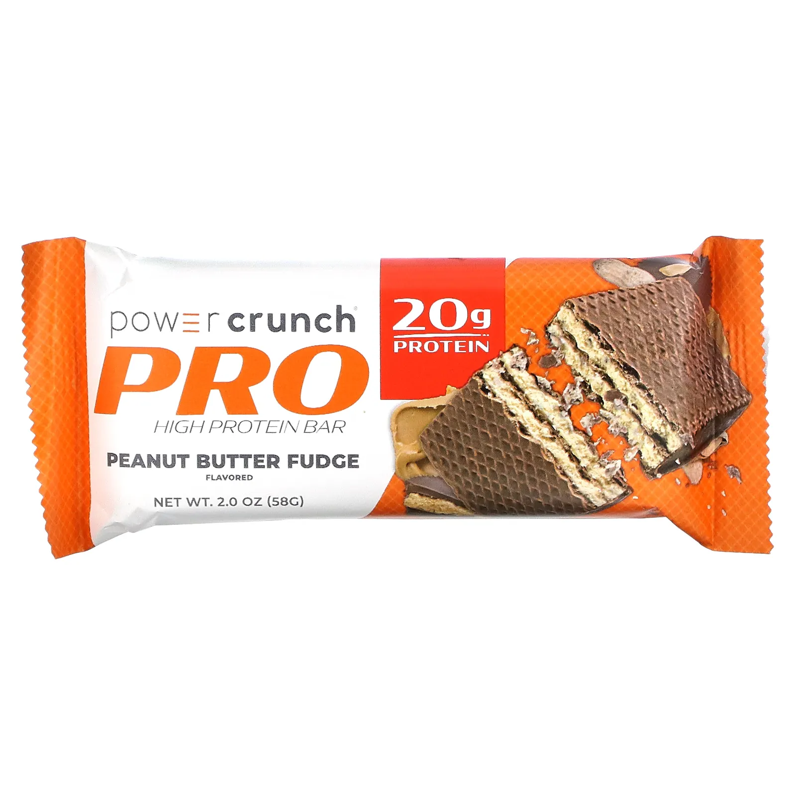 BNRG, Power Crunch Protein Energy Bar, PRO, помадка с арахисовым маслом, 12 батончиков по 2 унции (58 г) каждый
