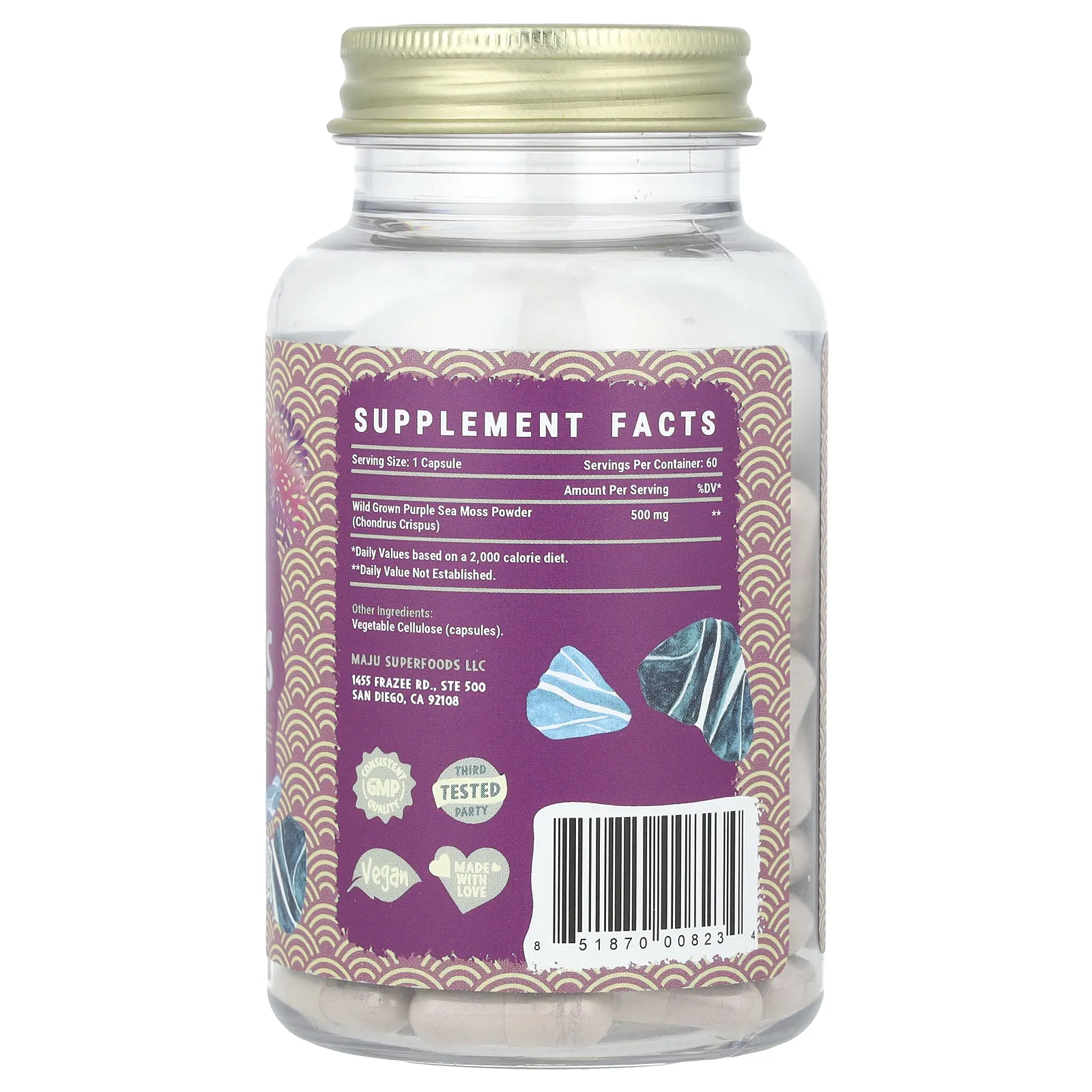 Maju Superfoods, Фиолетовый морской мох, 500 мг, 60 капсул